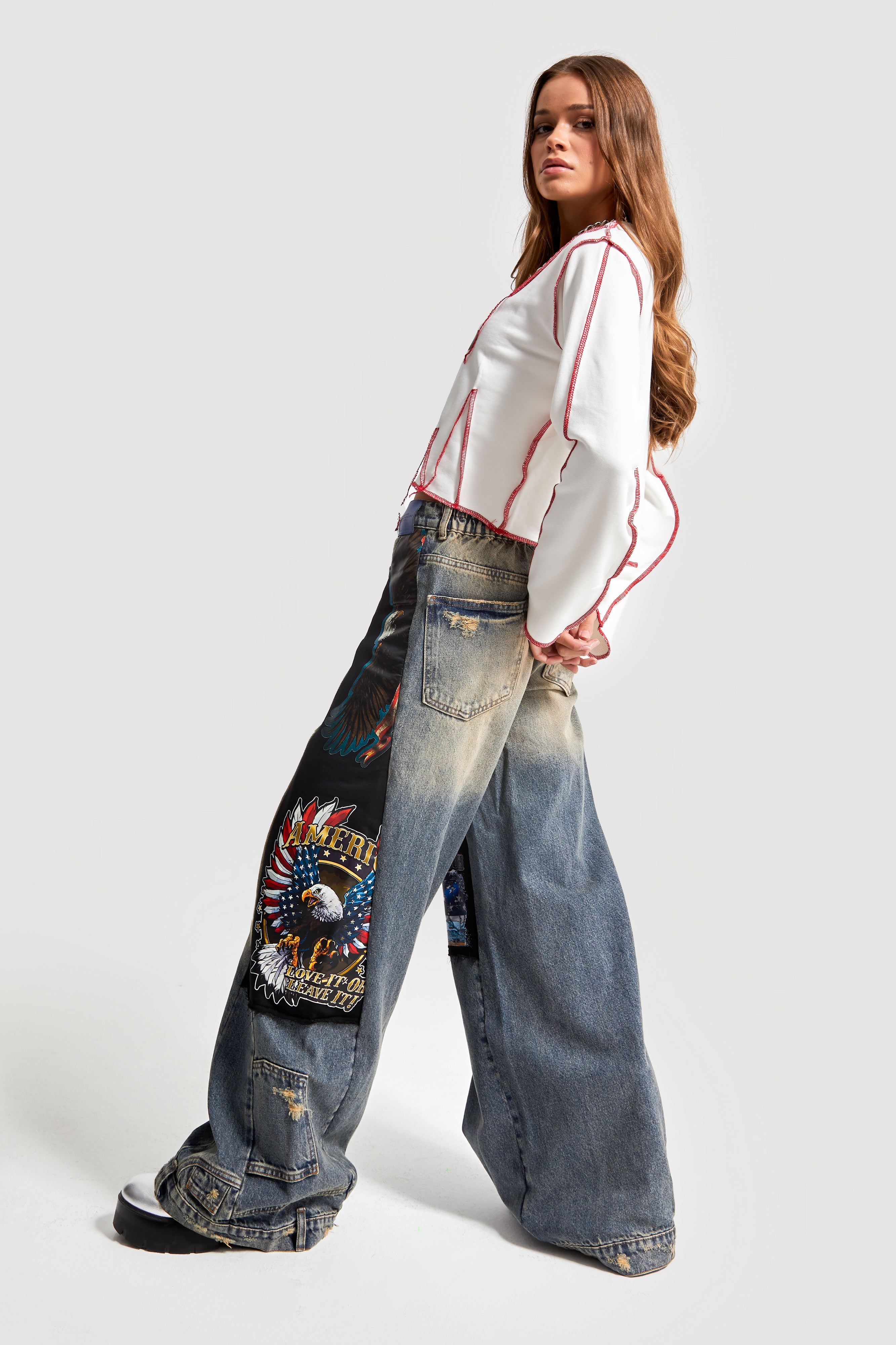 Women's Denim Color Printed Palazzo Fit Design Denim