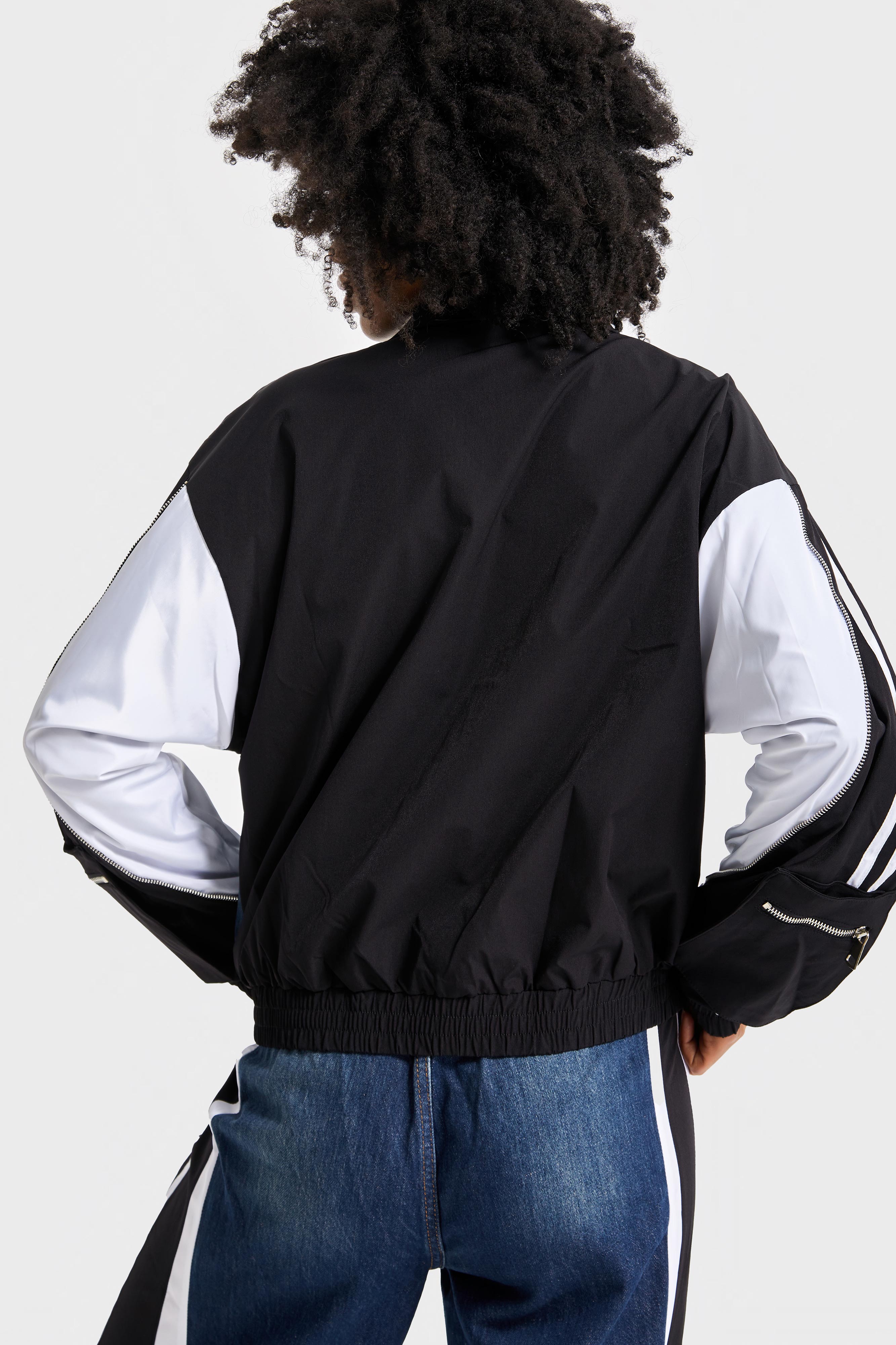 Kadın Kot Rengi Parçalı Kumaş Özel Tasarım Bol Kesim Denim Ceket