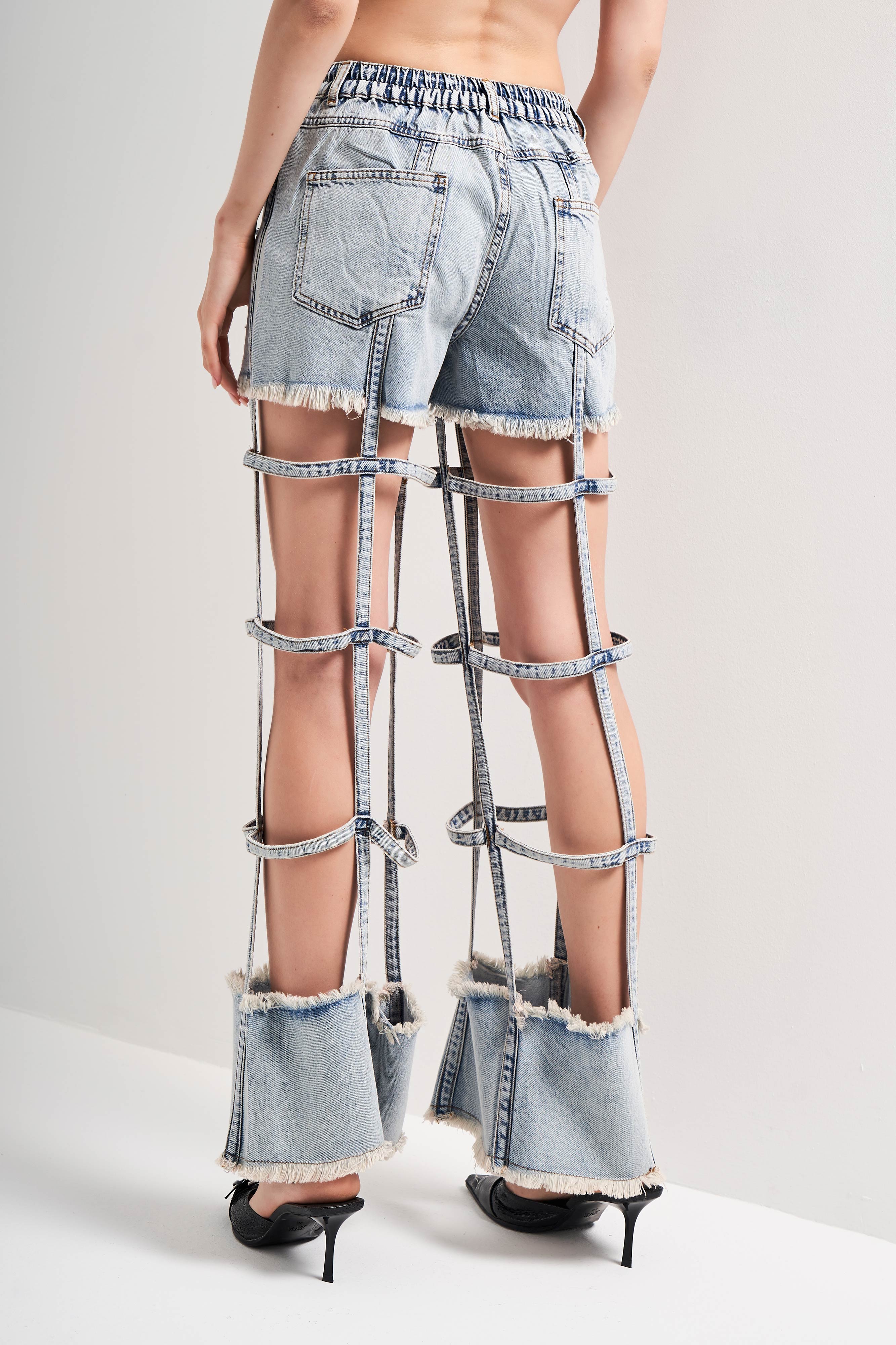 Women's Jeans Color Window Detail Design Denim