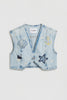 Women's Jeans Color T-12s6-99 Embroidered Detail Crop Fit Design Denim Vest