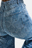 Kadın Kot Rengi T-2s6-27 Straight Fit Özel baskılı Kumaş Parlak Taşlı Tasarım Denim Jean