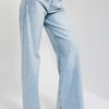 Women's Blue Denim T-4s6-3 Loose Fit Front and Back Shiny Stone Design Jean