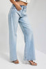 Kadın Kot Rengi T-4s6-3 Loose Fit Ön Arka Parlak Taşlı Tasarım Denim Jean