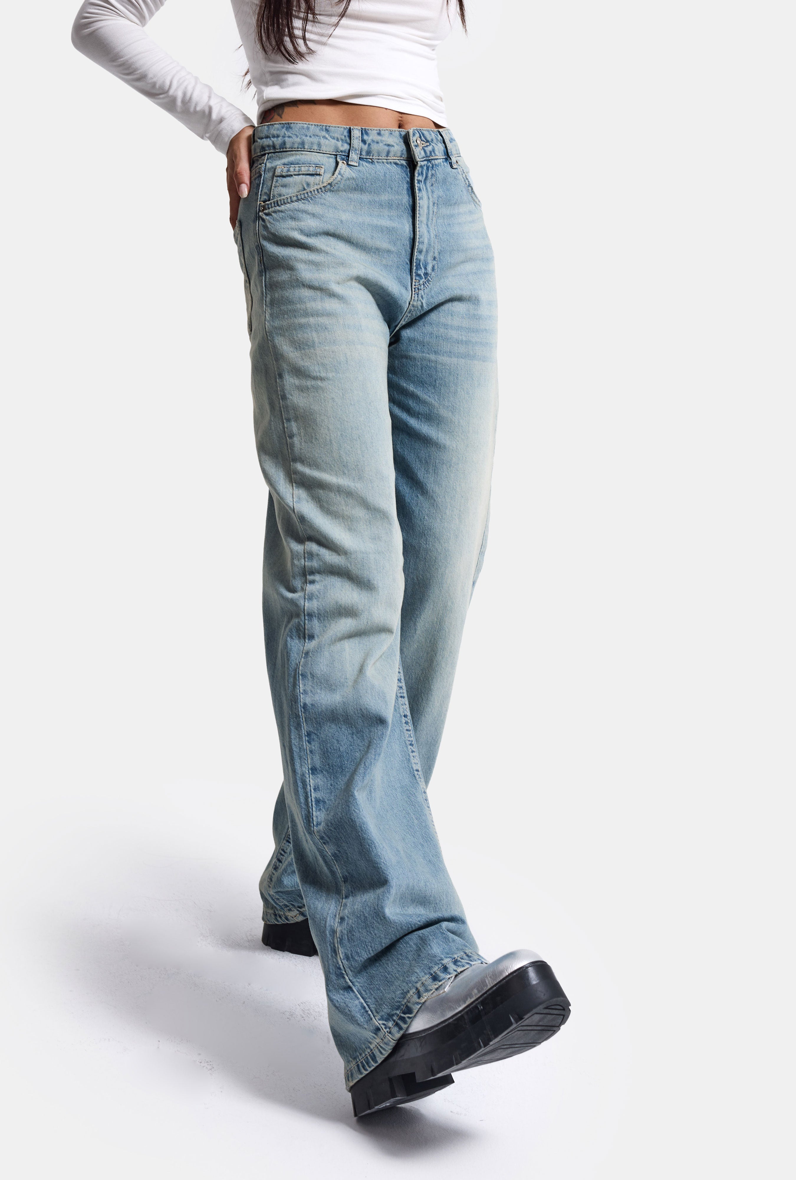 Women's Jeans Color 4s6-32 Straight Fit High Waist Denim Jean