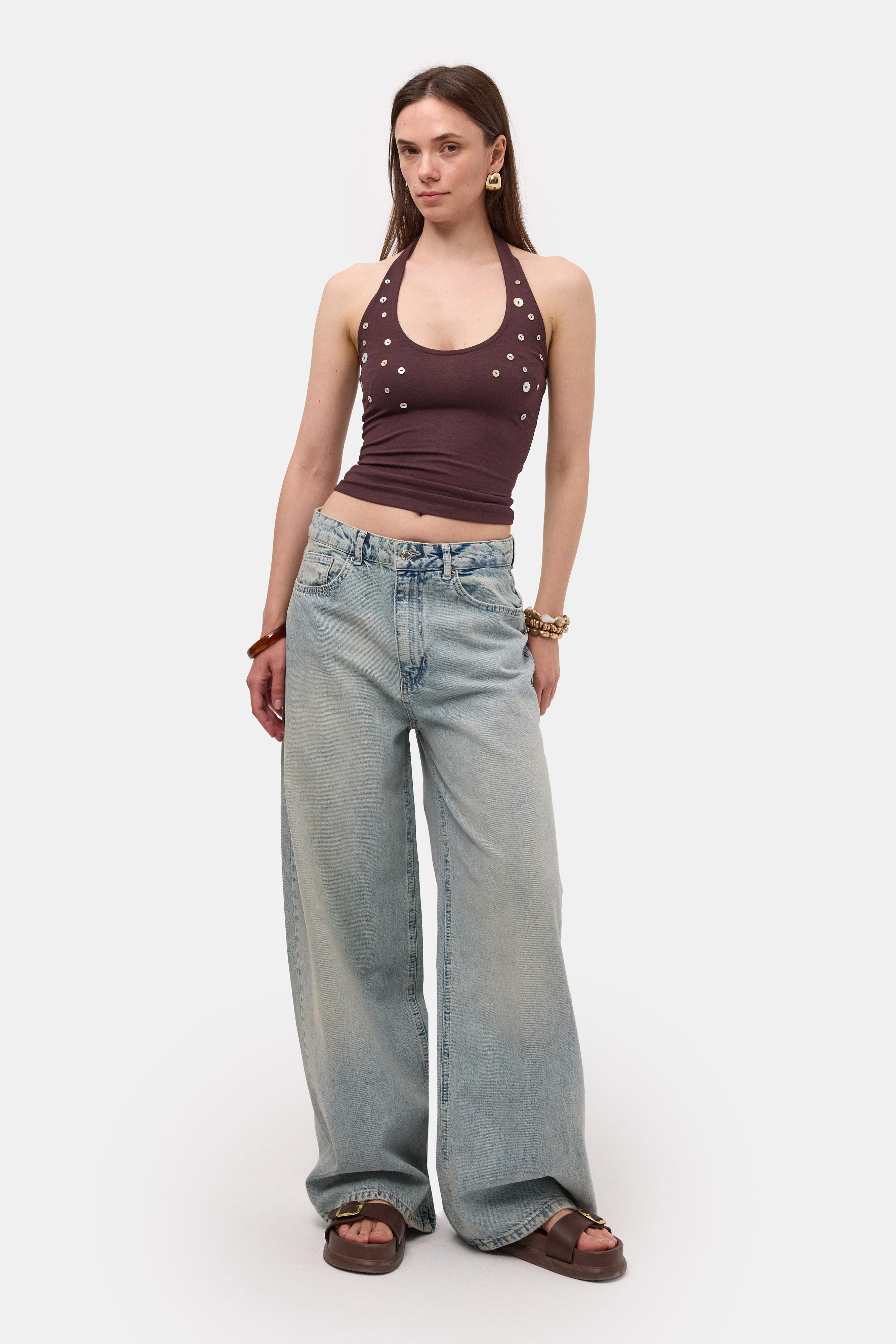Kadın Kot Renk 4s6-32 Süper Baggy Fit %100 Koton Denim Jean