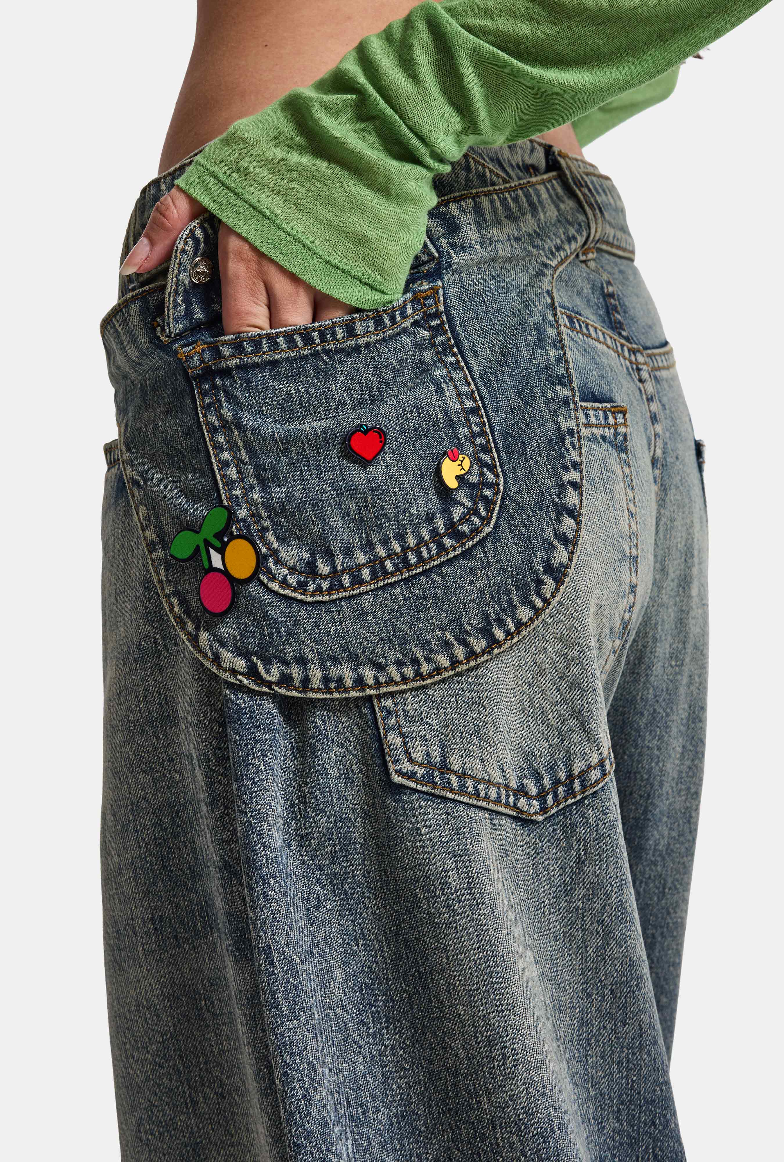 Kadın Kot Renk 4w6-31 Barrel Fit Bol Kesim Icon Detaylı Özel Tasarım Denim Jean