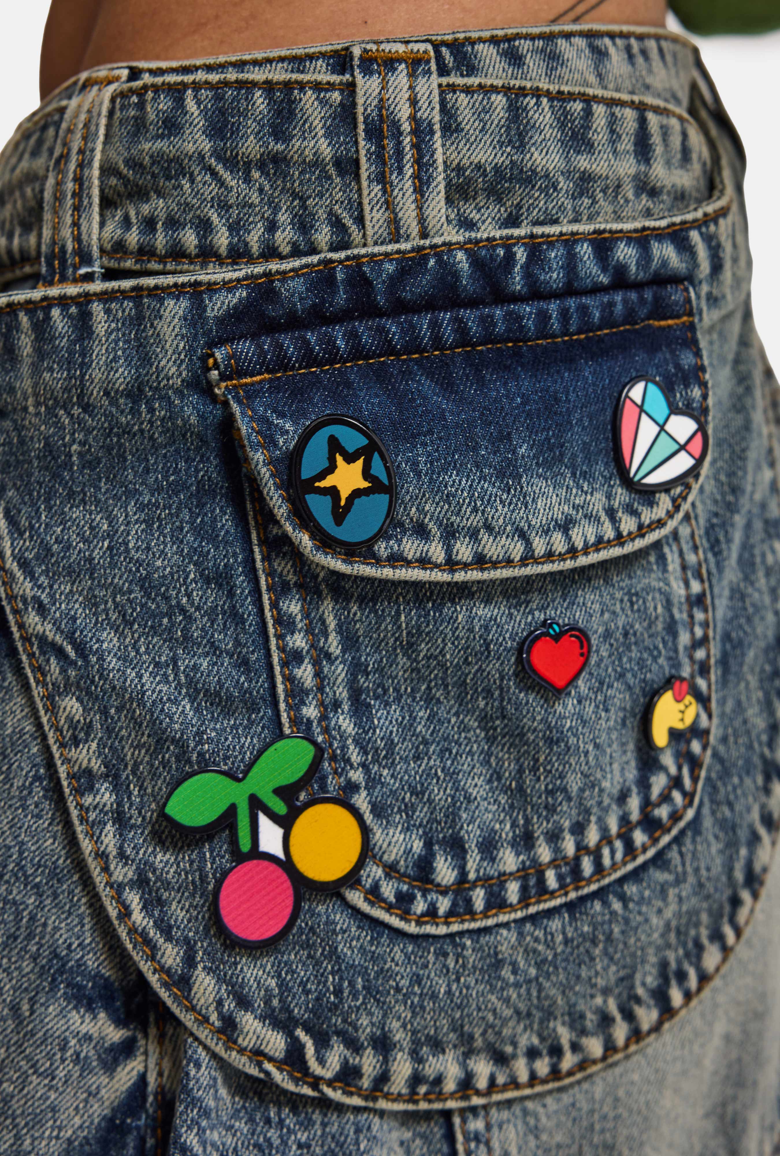 Kadın Kot Renk 4w6-31 Barrel Fit Bol Kesim Icon Detaylı Özel Tasarım Denim Jean