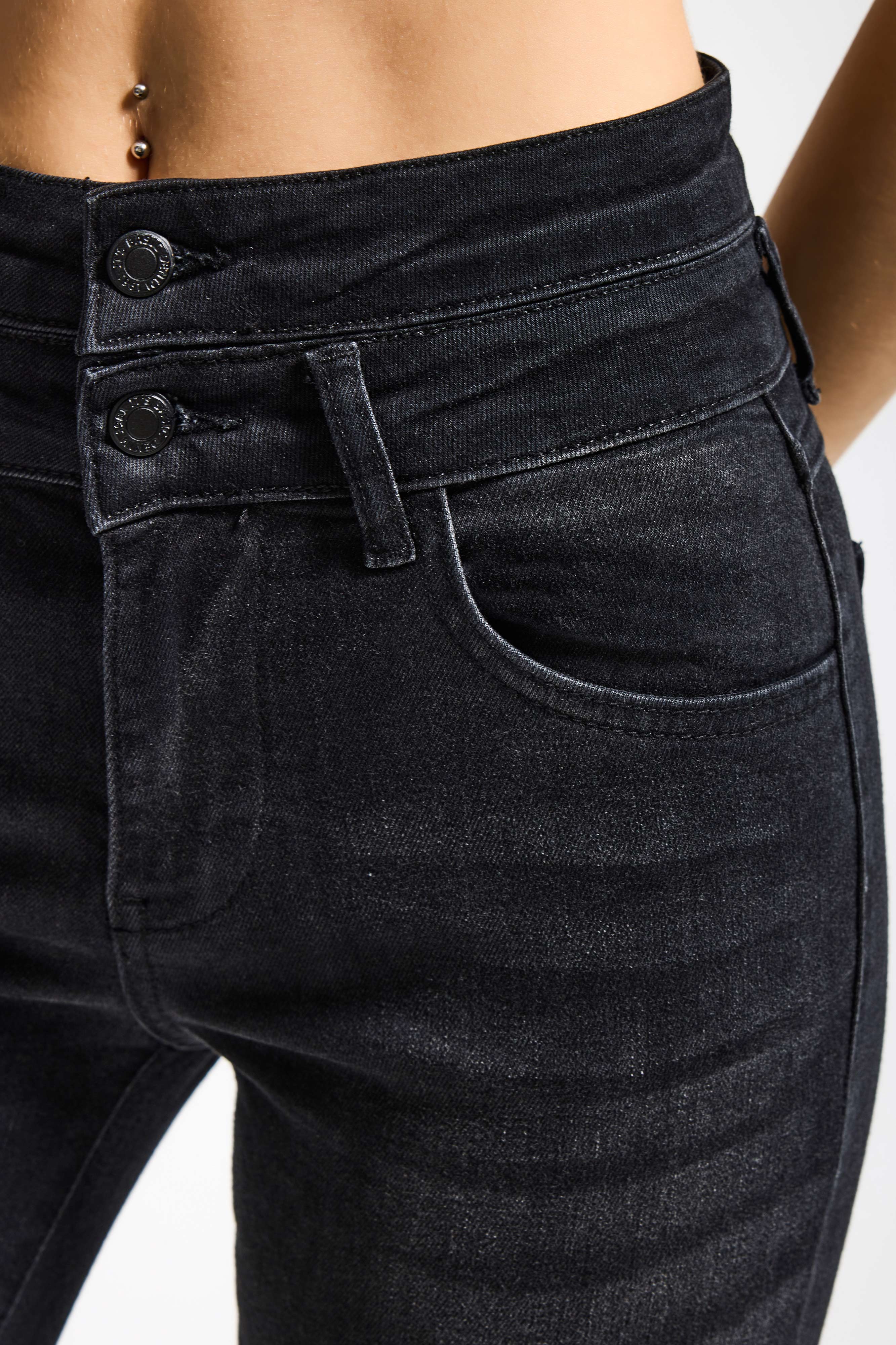 Kadın Koyu Füme 2s6-1 Flare Fit Esnek Elastan Kumaş Denim Jean