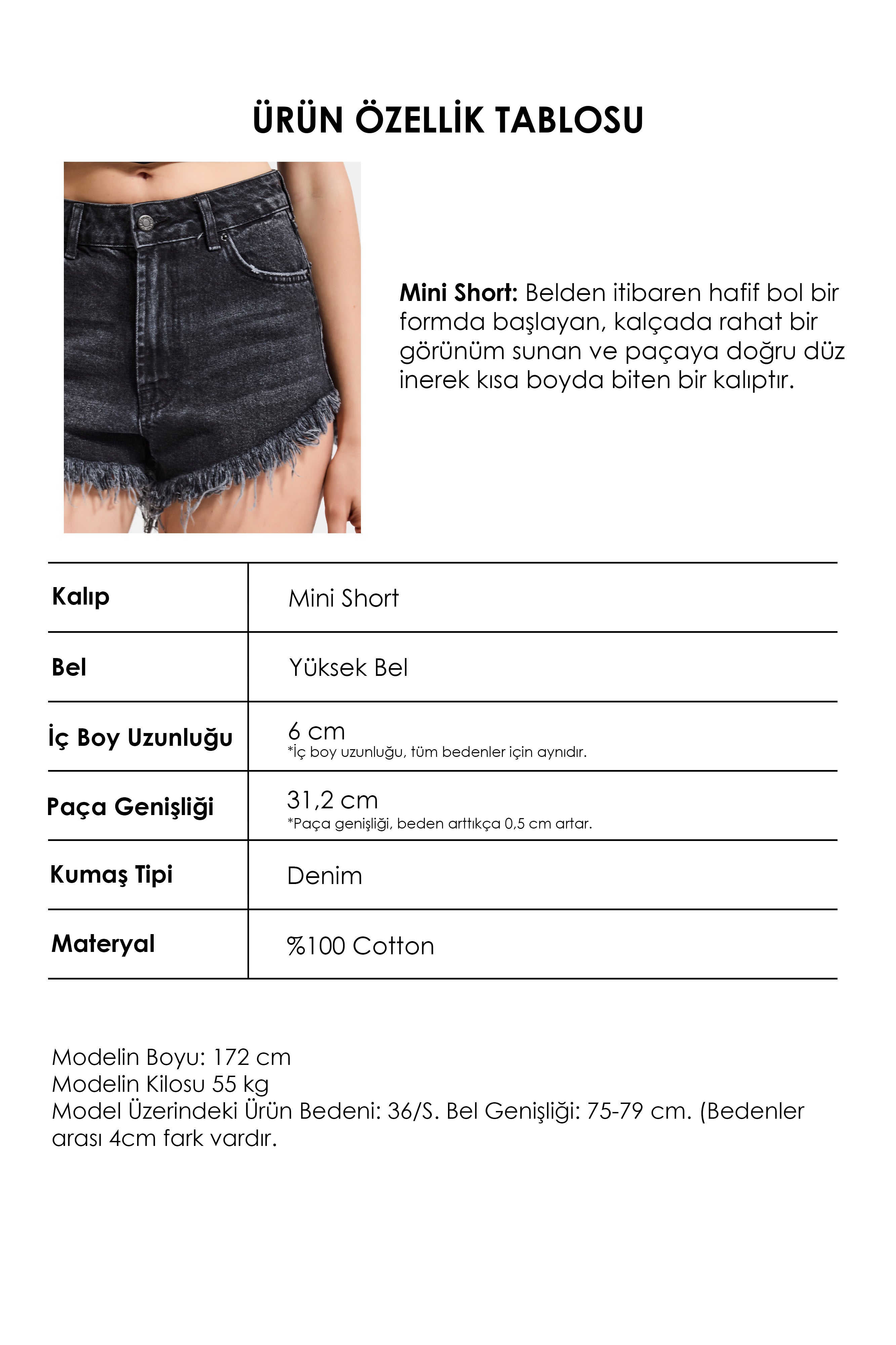 Kadın Koyu Füme 2s6-1 Mini Boy Denim Şort