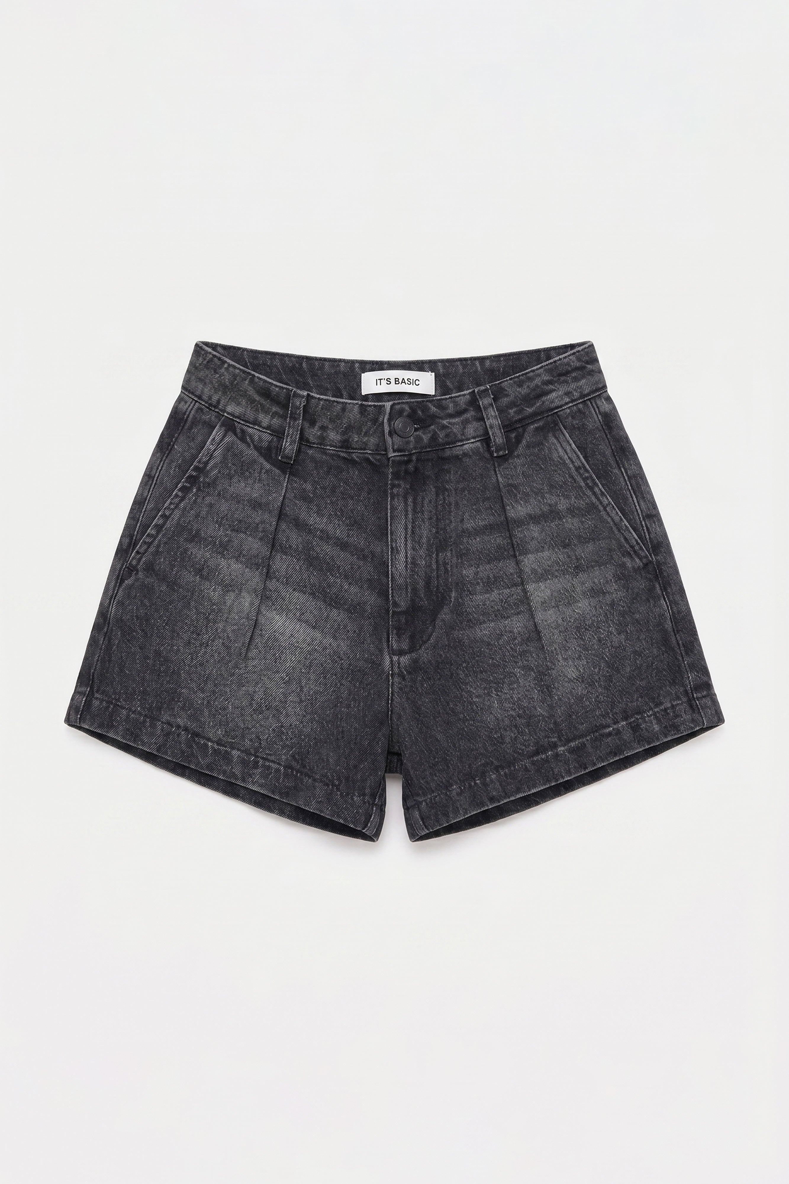 Kadın Koyu Füme 2s6-1 Mini Pileli Denim Şort