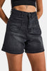 Women's Dark Smoked 2s6-1 Mom Fit Front Pocket Denim Shorts