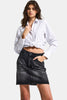 Women's Dark Smoked 2s6-1 Straight Fit 100% Cotton Mini Denim Skirt