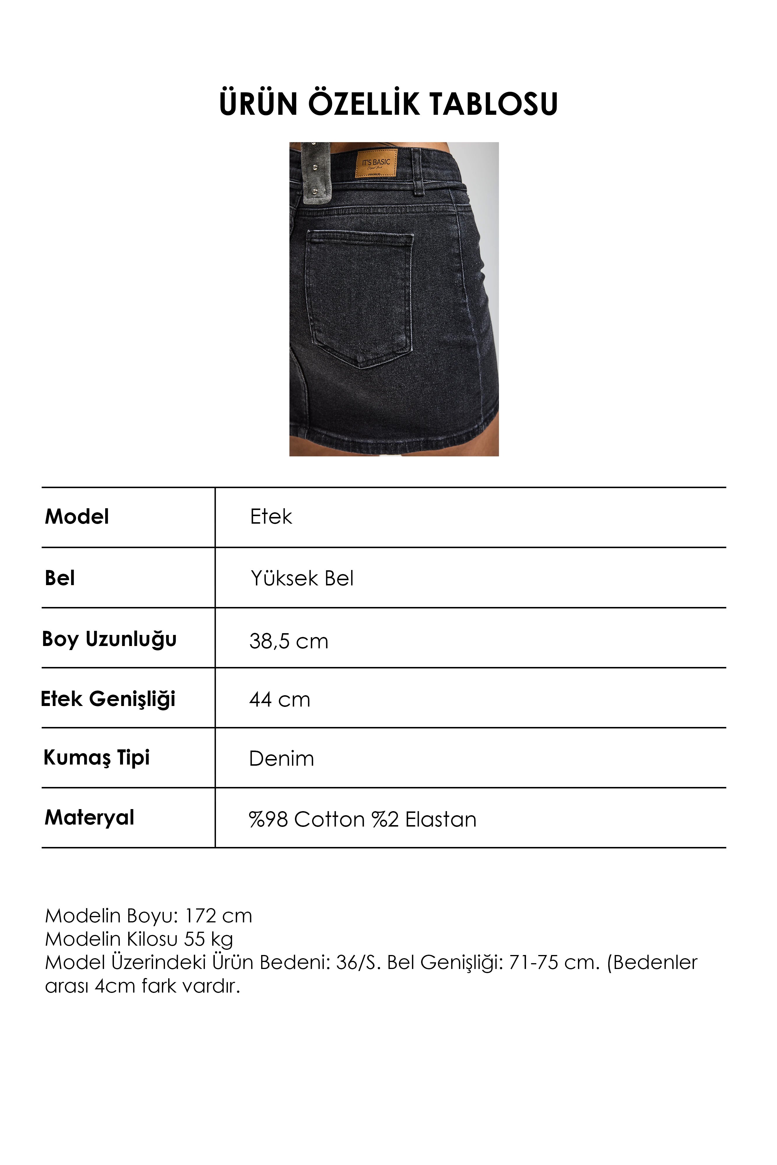 Women's Dark Smoke 2s6-1 Straight Fit Belted Elastane Mini Denim Skirt