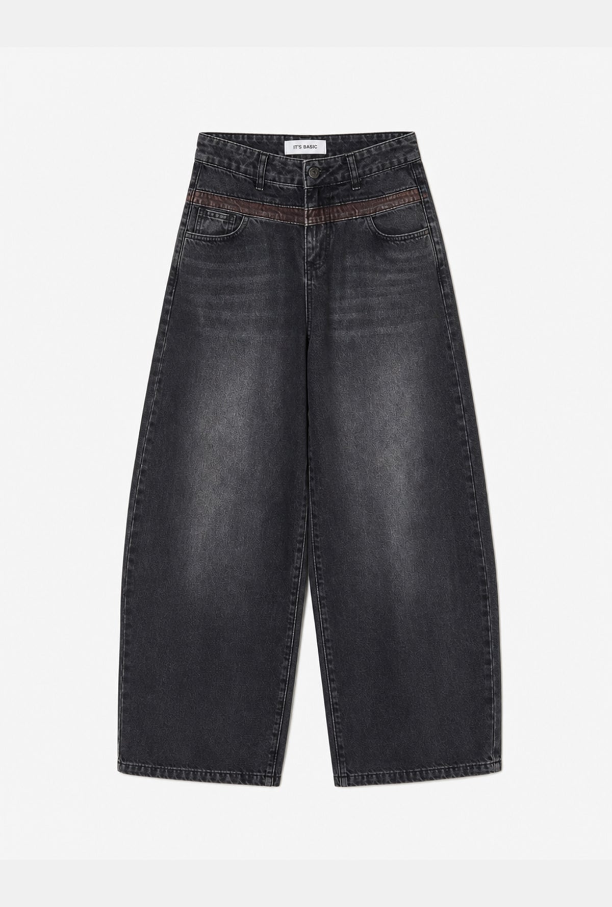Kadın Koyu Füme 2w6-1 Barrel Fit Bol Kesim Özel Tasarım Denim Jean