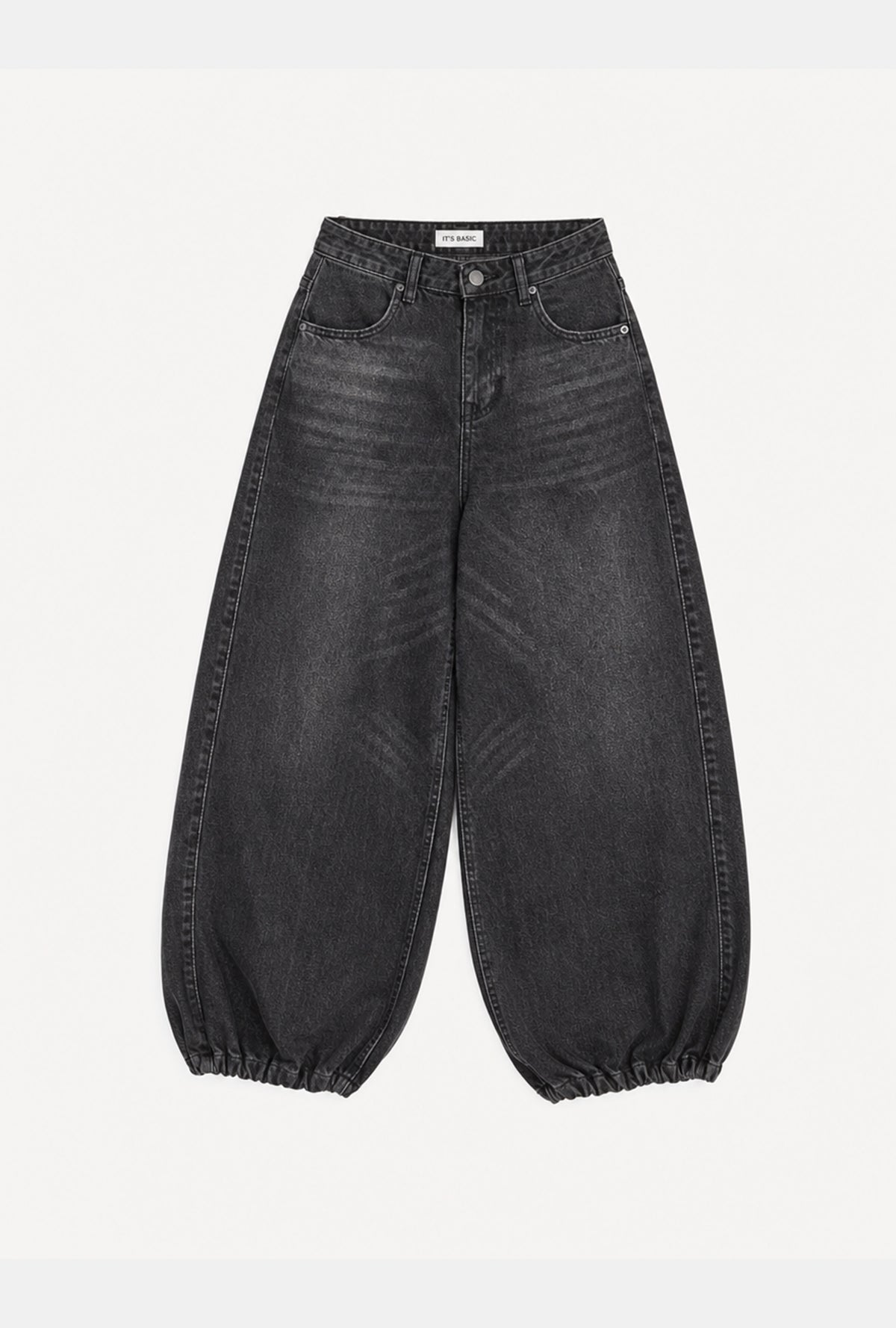 Kadın Koyu Füme 2w6-1 Barrel Jogger Paça Lastikli Denim Jean