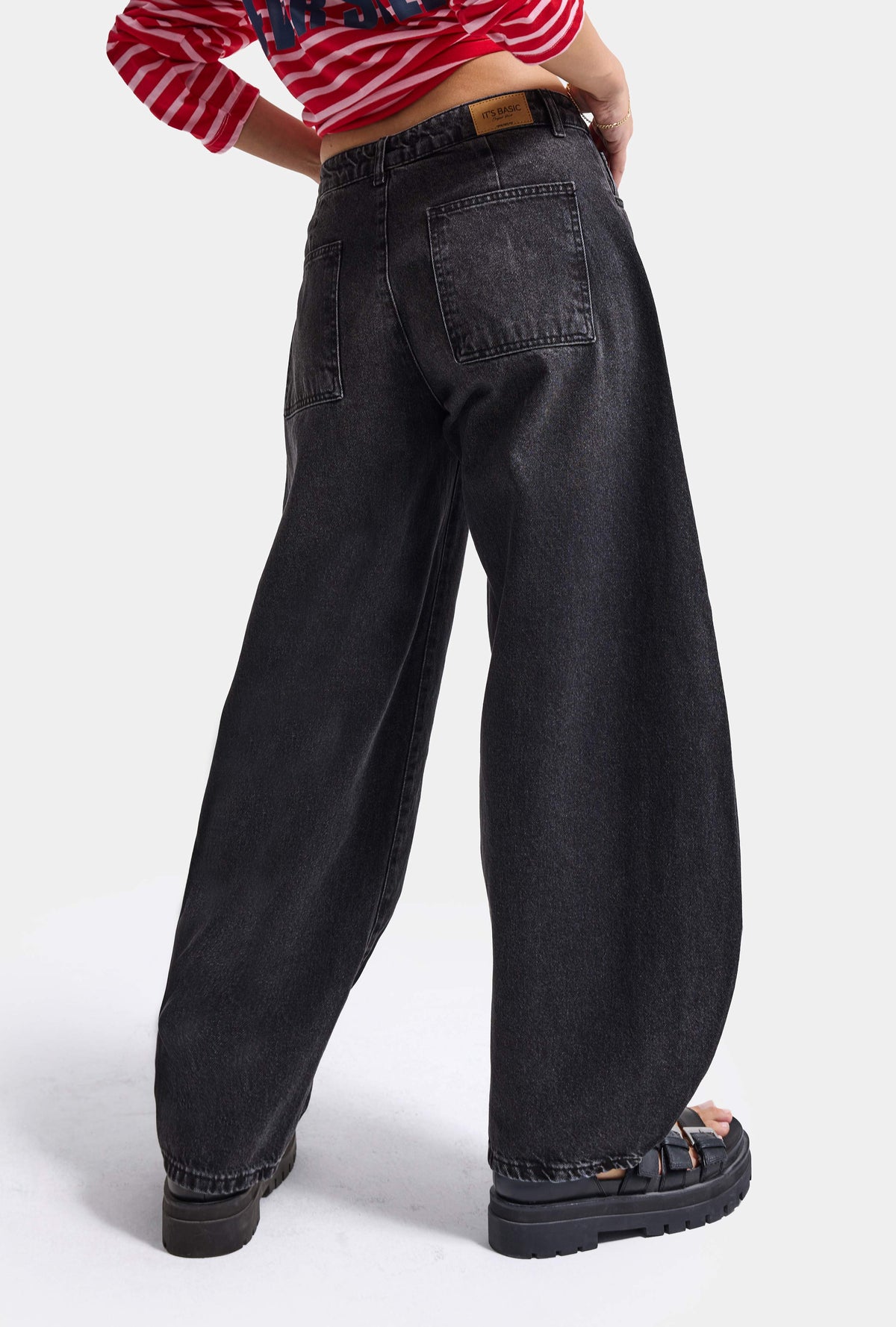 Kadın Koyu Füme 2w6-1 Mega Balon Fit %100 Koton T45 Denim Jean