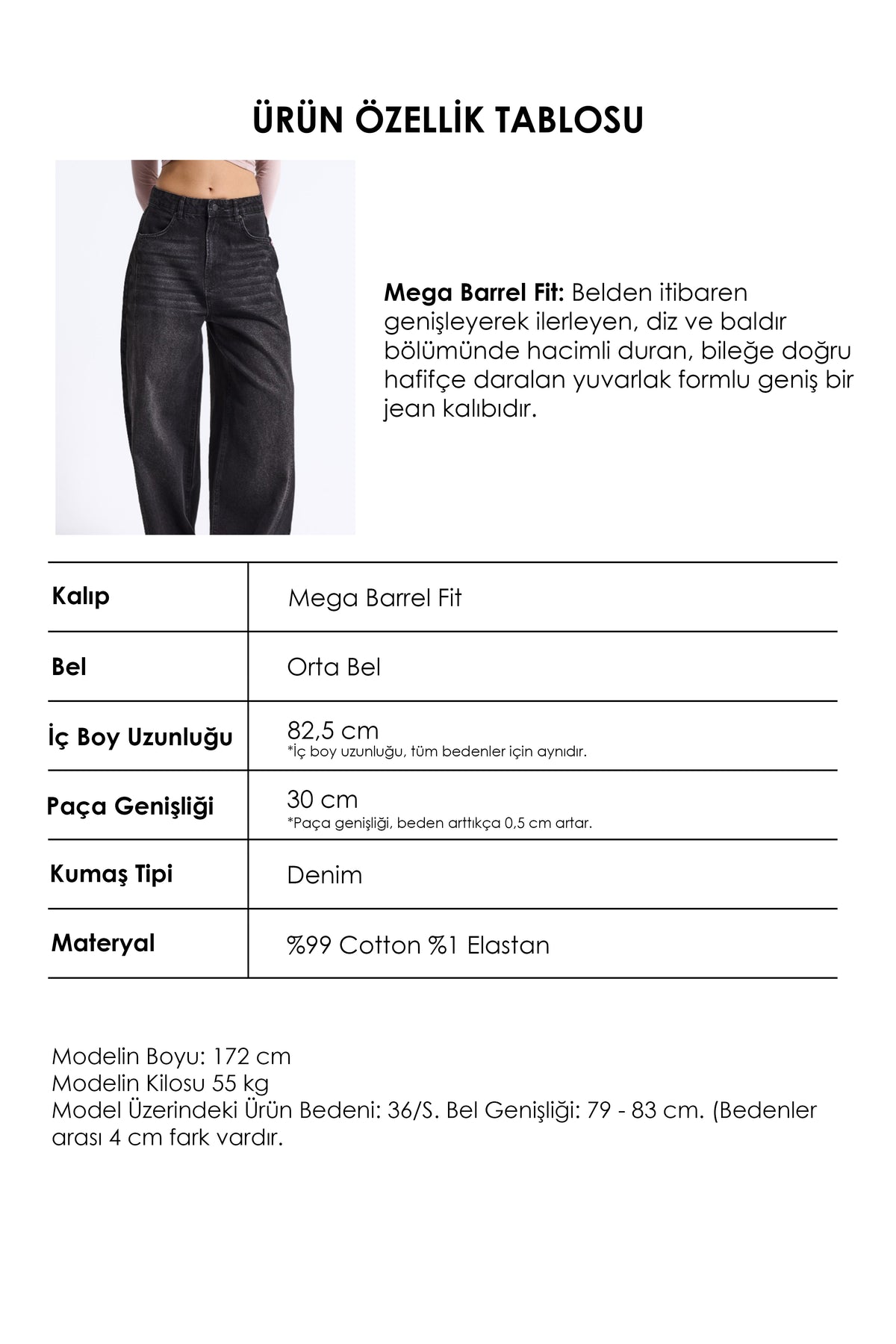 Kadın Koyu Füme 2w6-1 Mega Barrel Fit Nakış Özel Tasarım Denim Jean