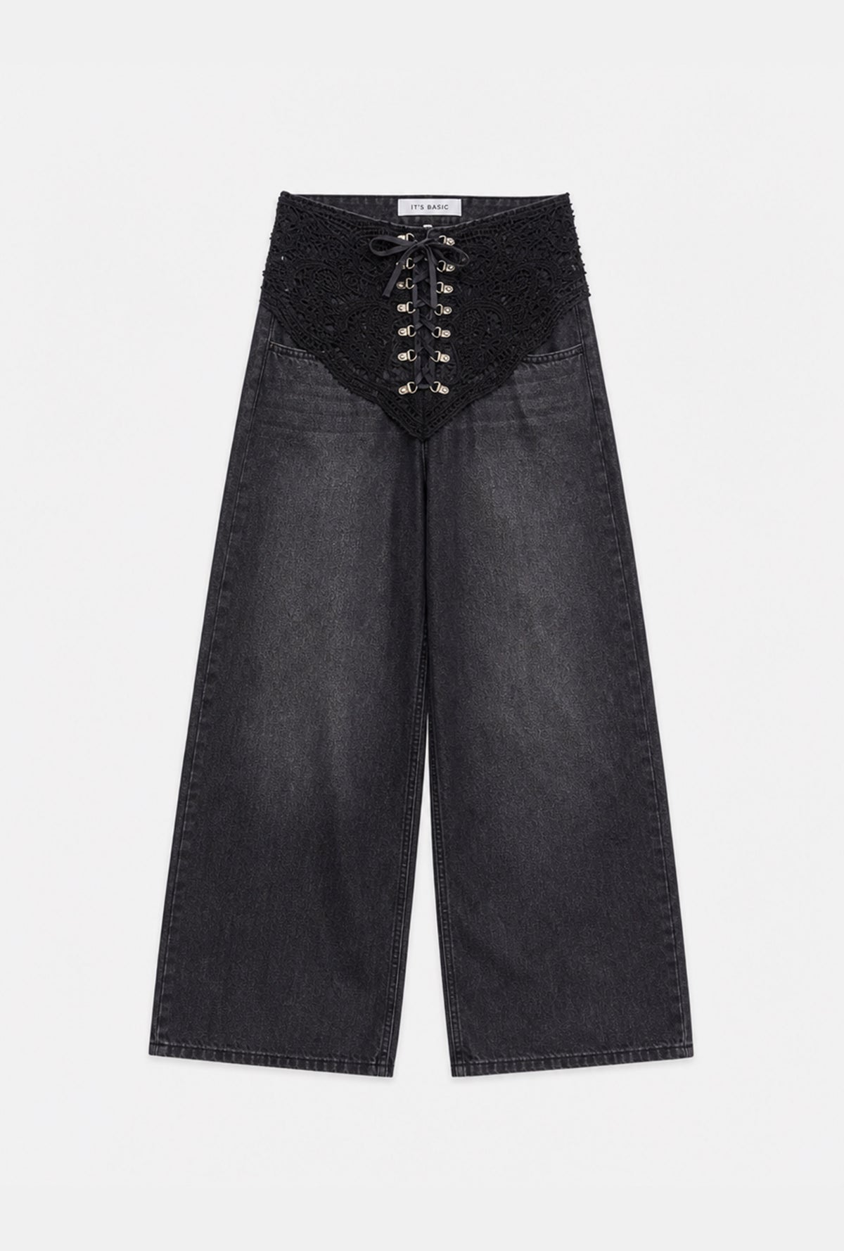 Kadın Koyu Füme 2w6-1 Palazzo Fit Özel Tasarım Denim Jean