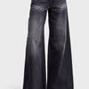 Kadın Koyu Füme Renk 12s5-1 Palazzo Fit Paça Detaylı İç Boy 80cm %100 Koton Denim Jean