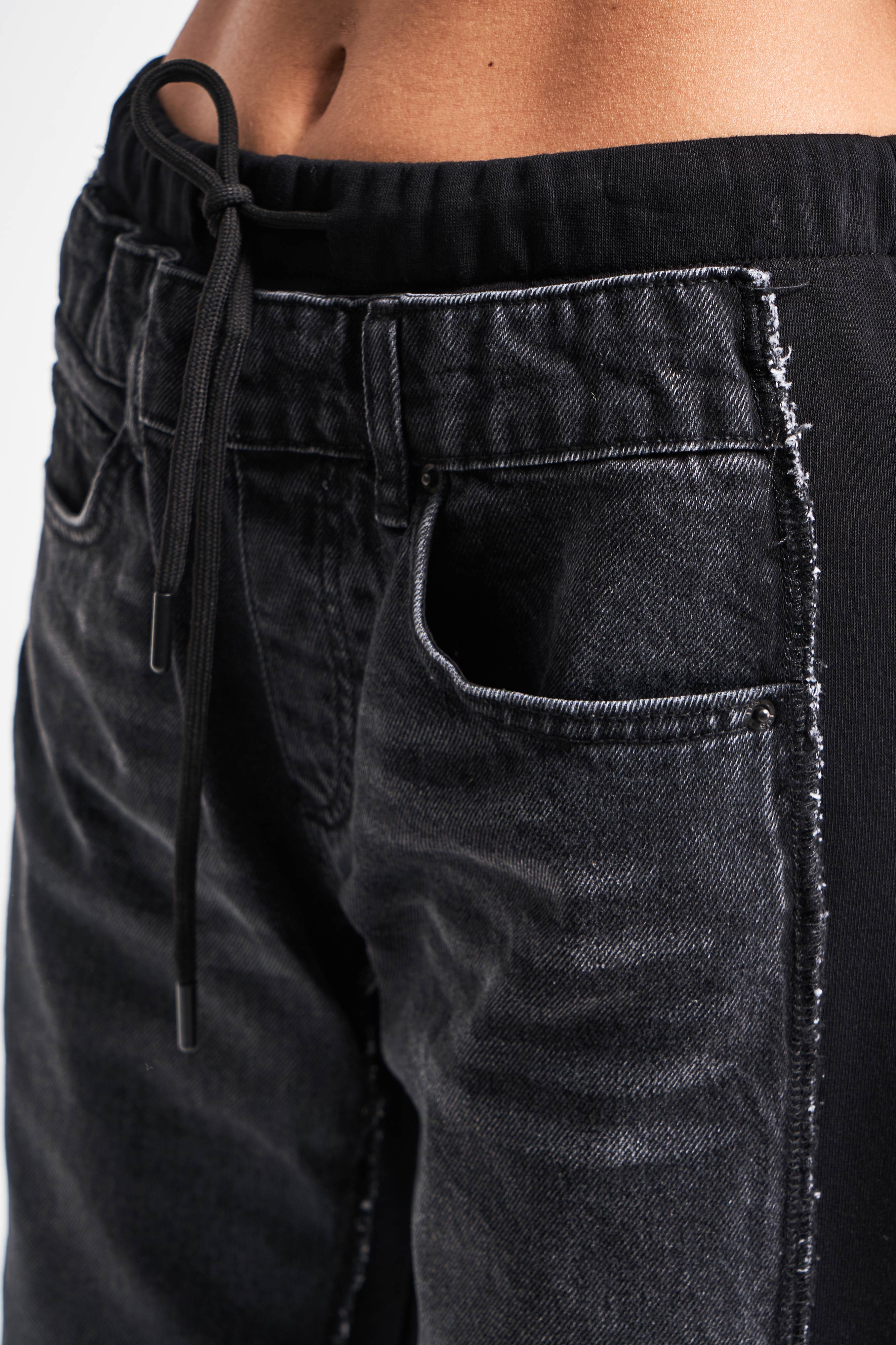 Women's Dark Smoke Color 2w41 Knitted Denim Blend Loose Fit Design Denim