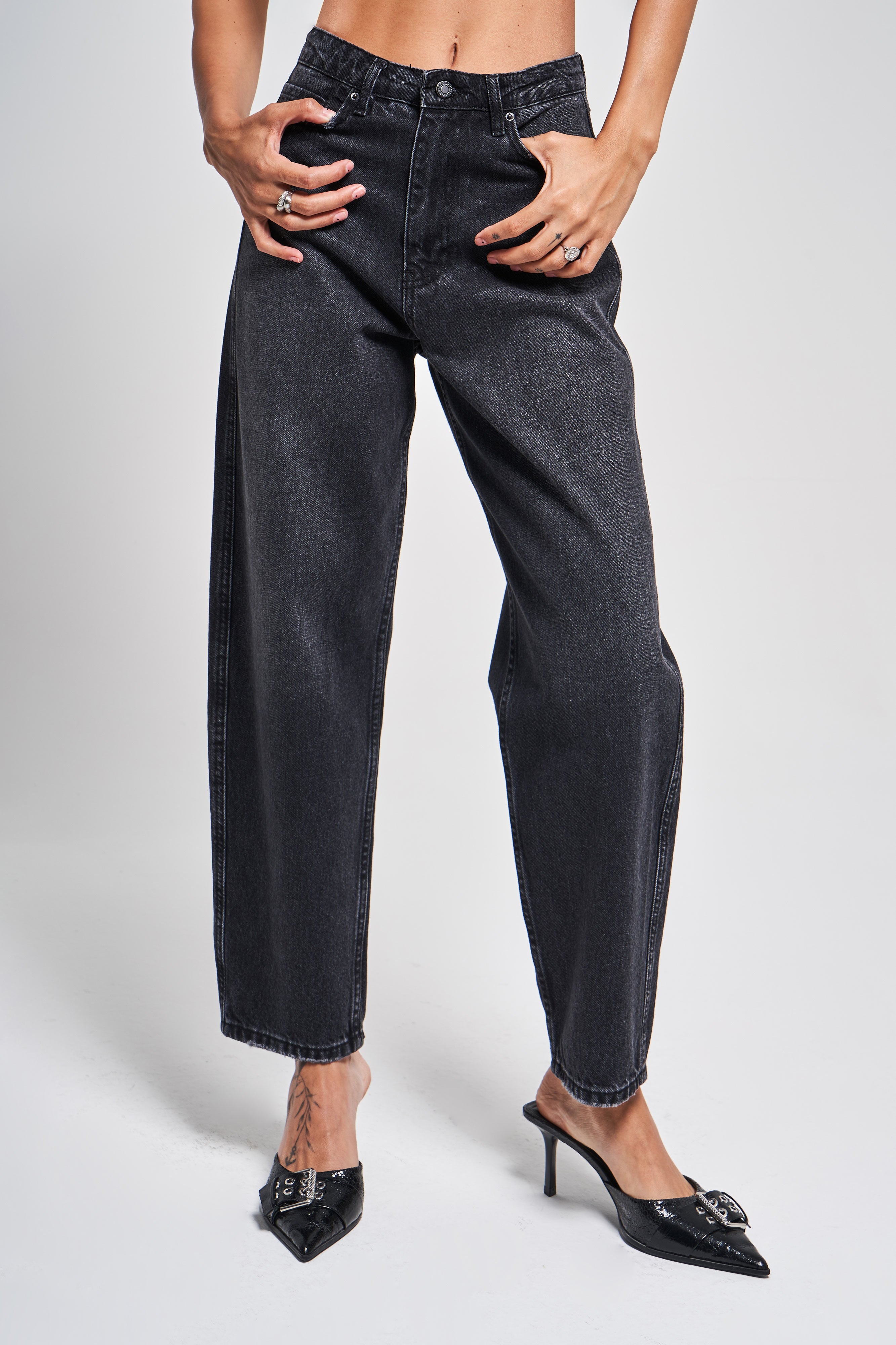 Women's Dark Smoke Color 100% Cotton Relax Fit Denim
