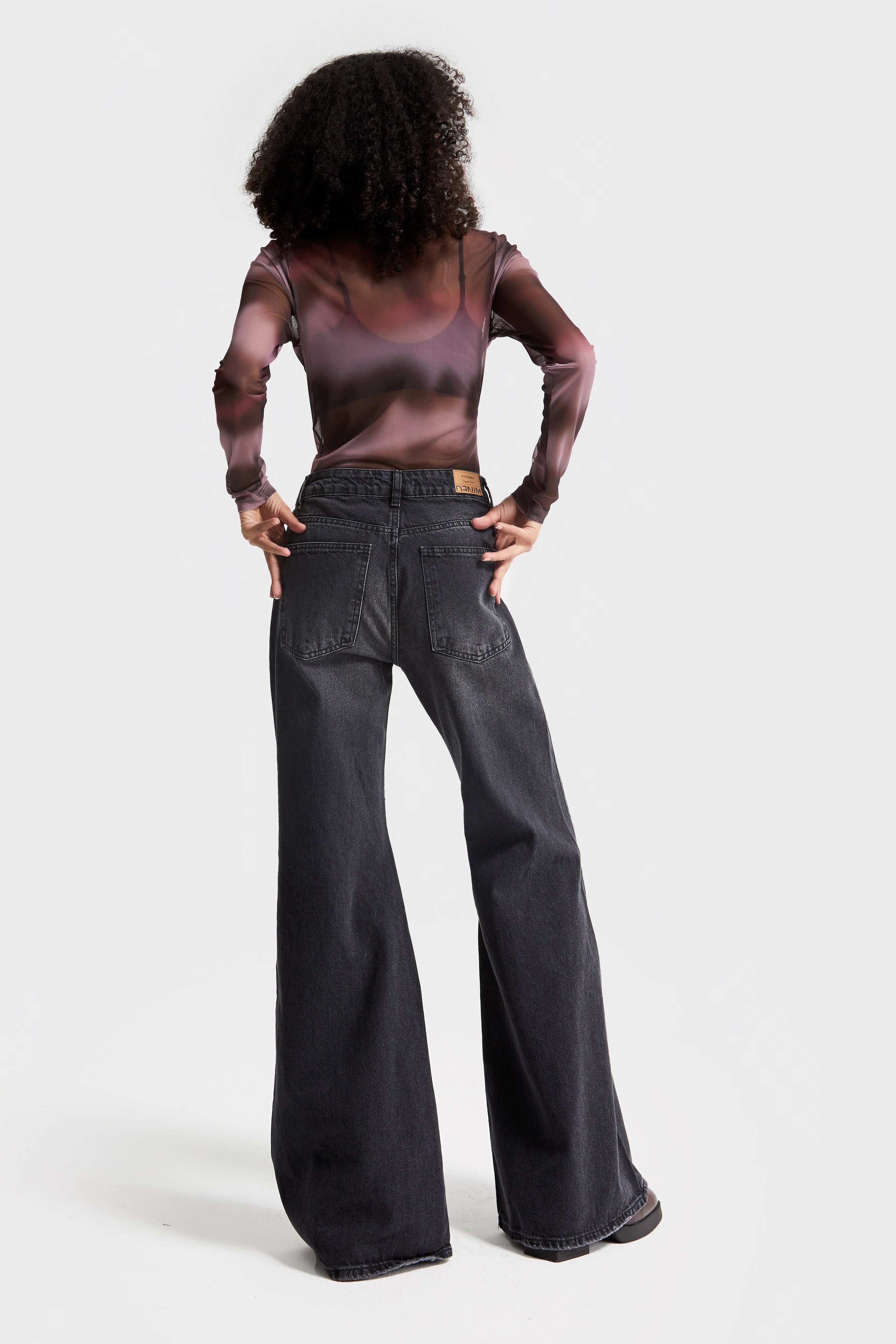Women's Dark Smoke Color Flare Fit 100% Cotton Denim