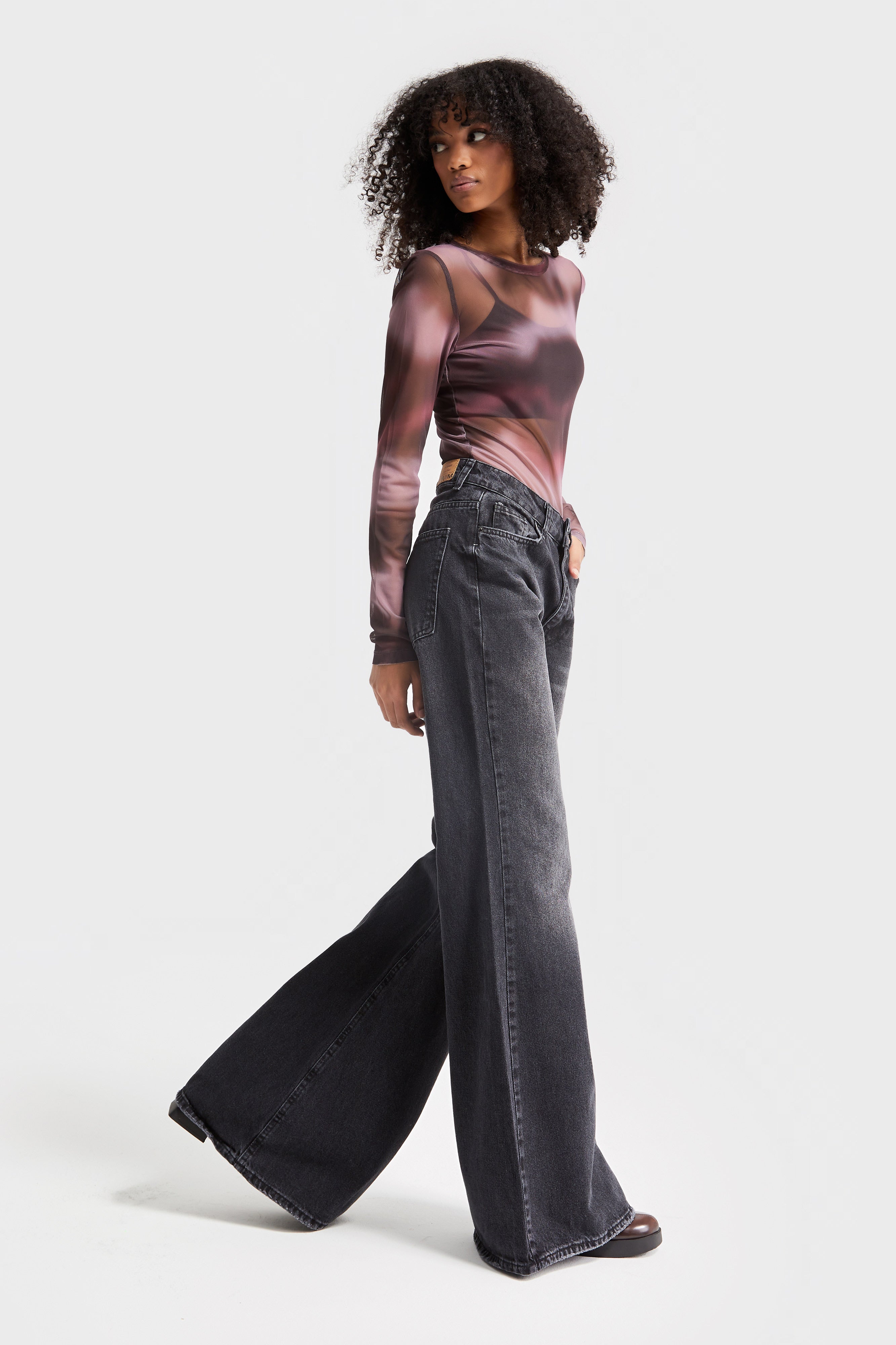 Women's Dark Smoke Color Flare Fit 100% Cotton Denim