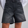Kadın Koyu Füme Renk Diana Mom Fit Midi Boy Denim Şort