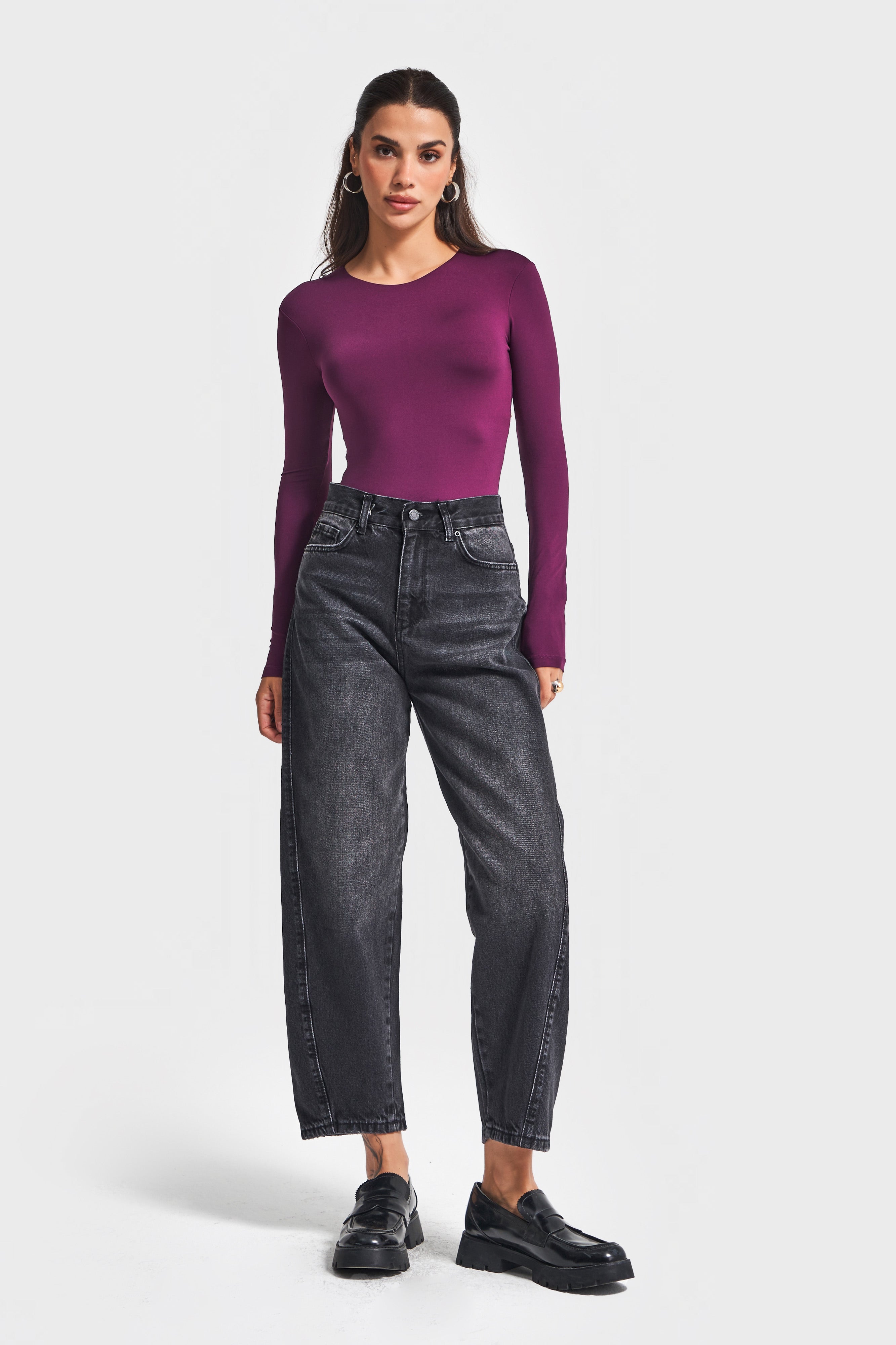 Kadın Koyu Füme Renk Venüs 2w5-1 Carrot Fit Rahat Kesim %100 Koton  Denim Jean