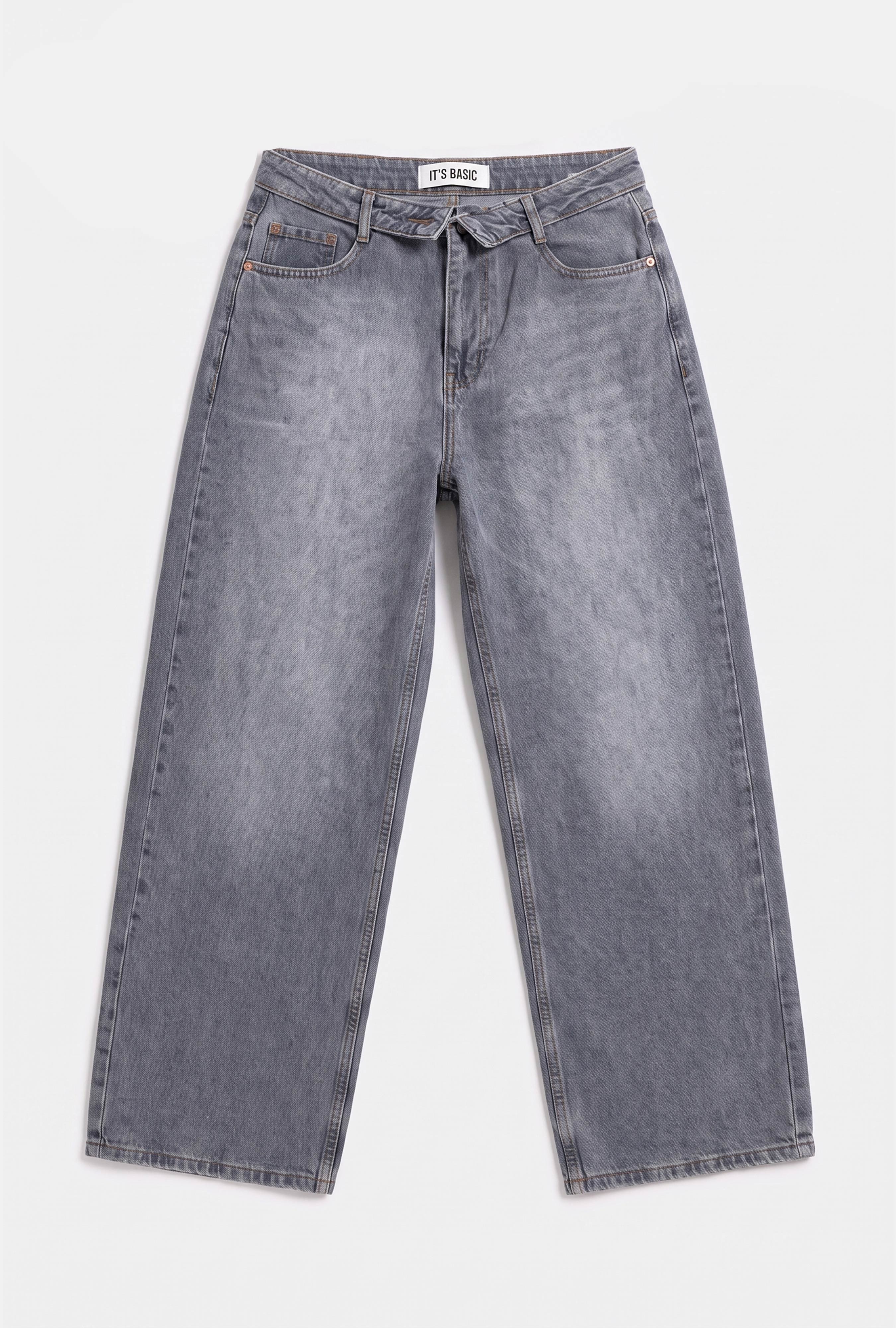 Kadın Koyu Gri 2w6-125 Straight Fit Kemer Detaylı Denim Jean