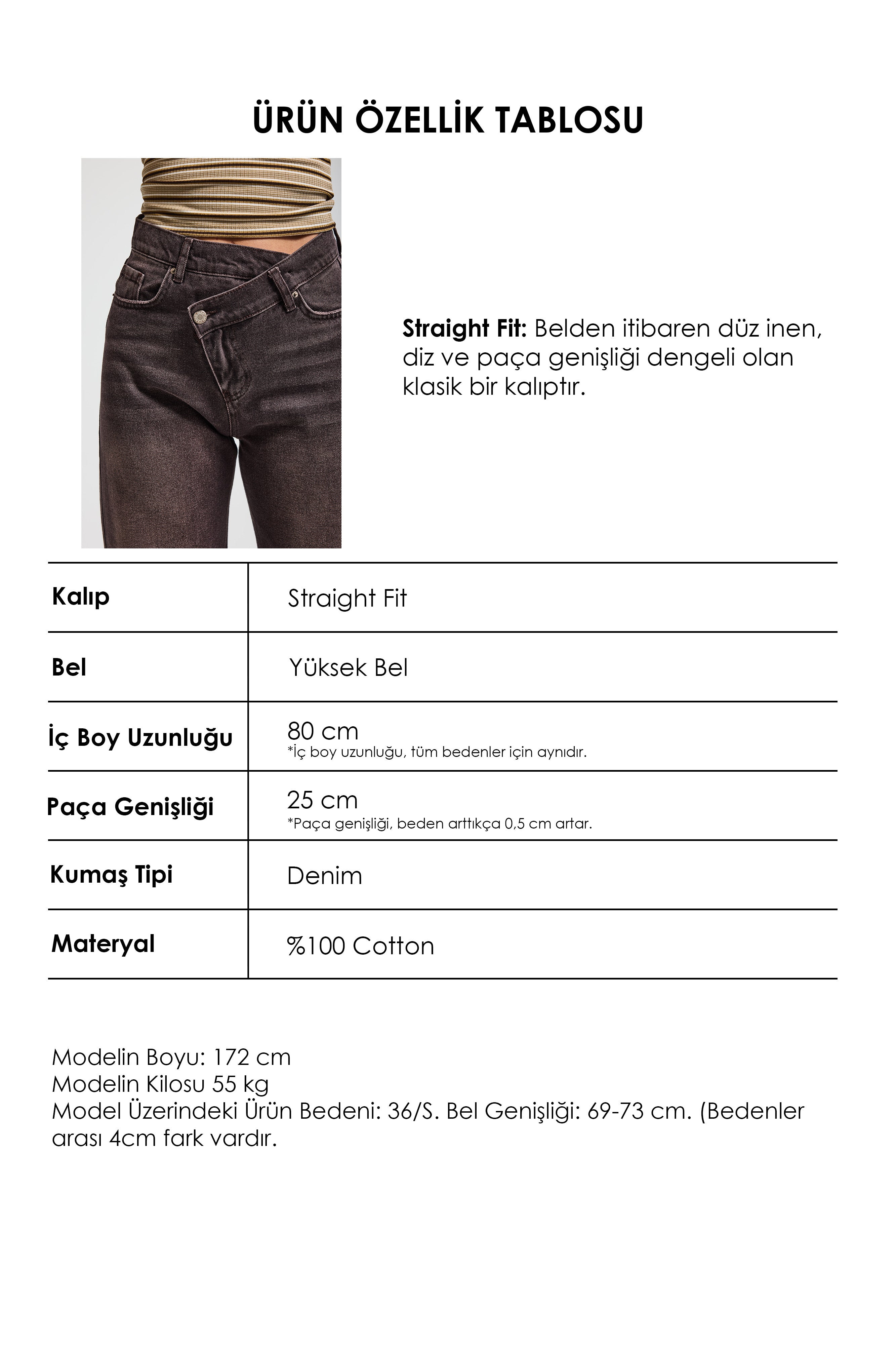 Kadın Koyu Kahve 2s6-16 Straight Fit Kemer Detaylı Özel Tasarım Denim Jean