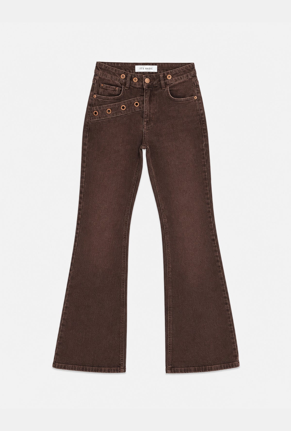 Kadın Koyu Kahve 2w6-16 Flare Fit Özel Tasarım Denim Jean