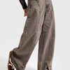 Kadın Koyu Kahve Kot 3w5-70 Süper Baggy Fit Paça Detaylı Özel Tasarım Denim Jean