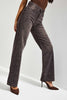 Women's Dark Brown T-2s6-16 Straight Fit Shiny Stone Embellished High Waist Custom Design Denim Jean