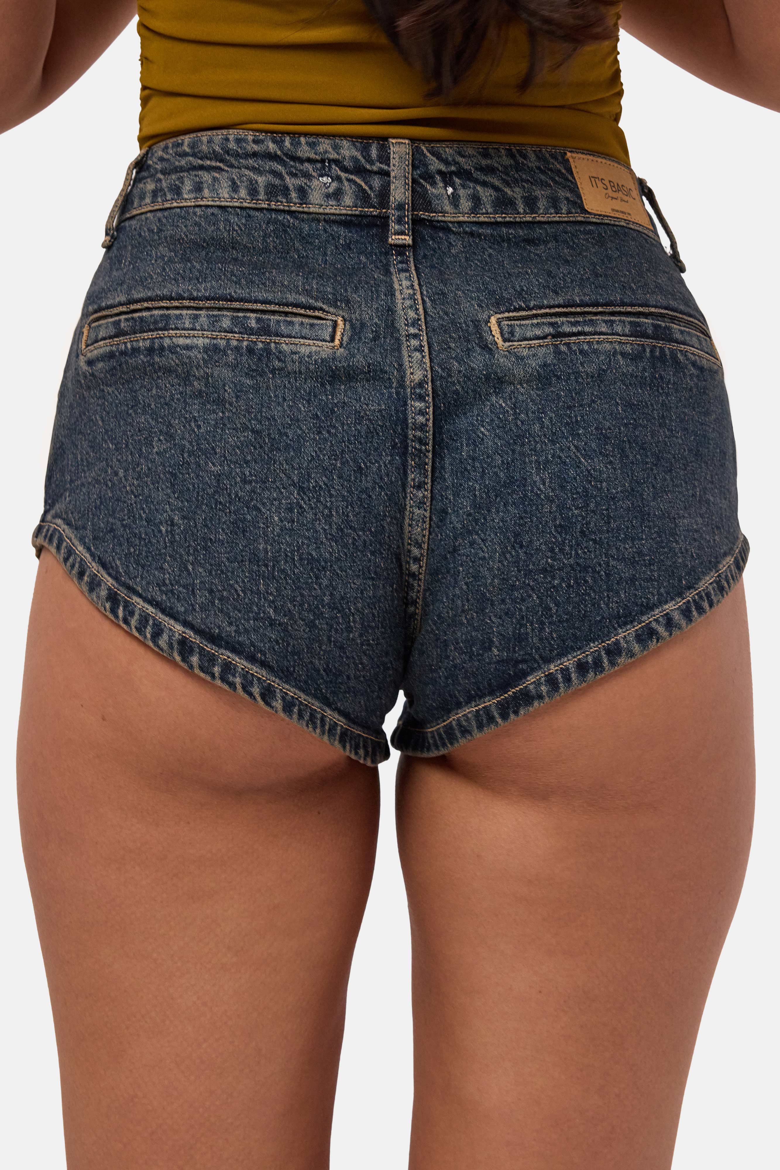 Kadın Koyu Kot 11s6 Süper Mini %100 Koton Denim Şort