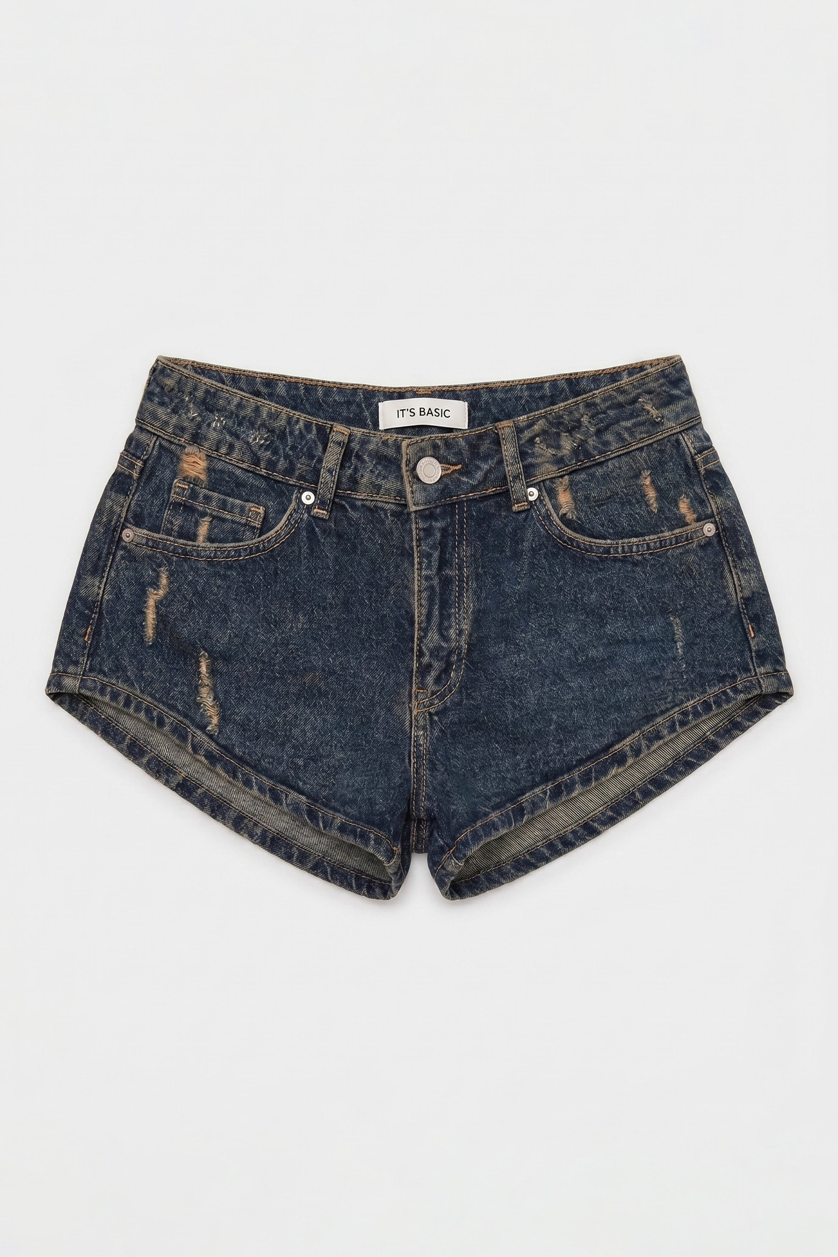 Kadın Koyu Kot 11s6 Süper Mini %100 Koton Denim Şort
