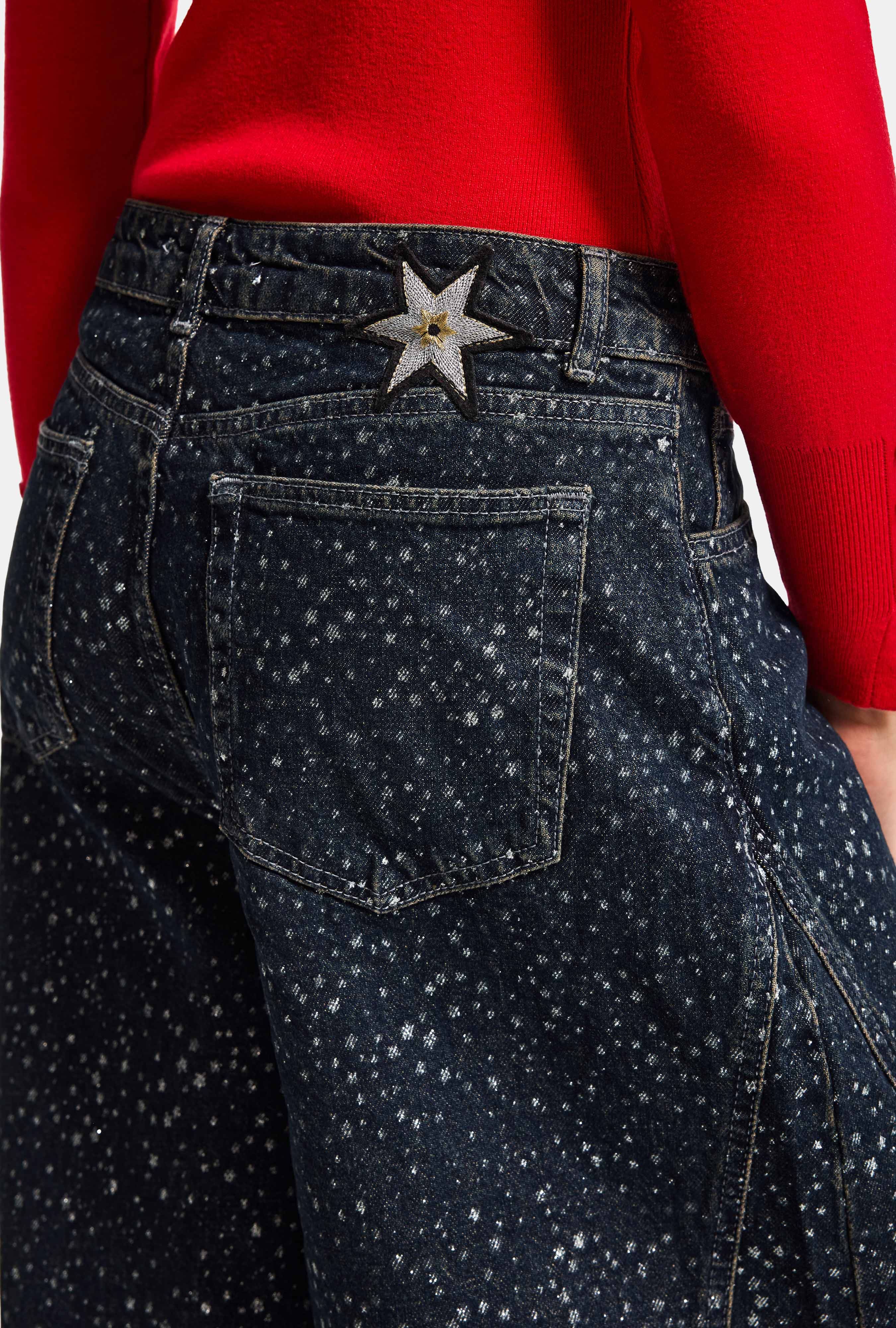 Kadın Koyu Kot 1w6-8 Baggy Fit Özel Kumaş Aksesuar Detaylı Tasarım Denim Jean