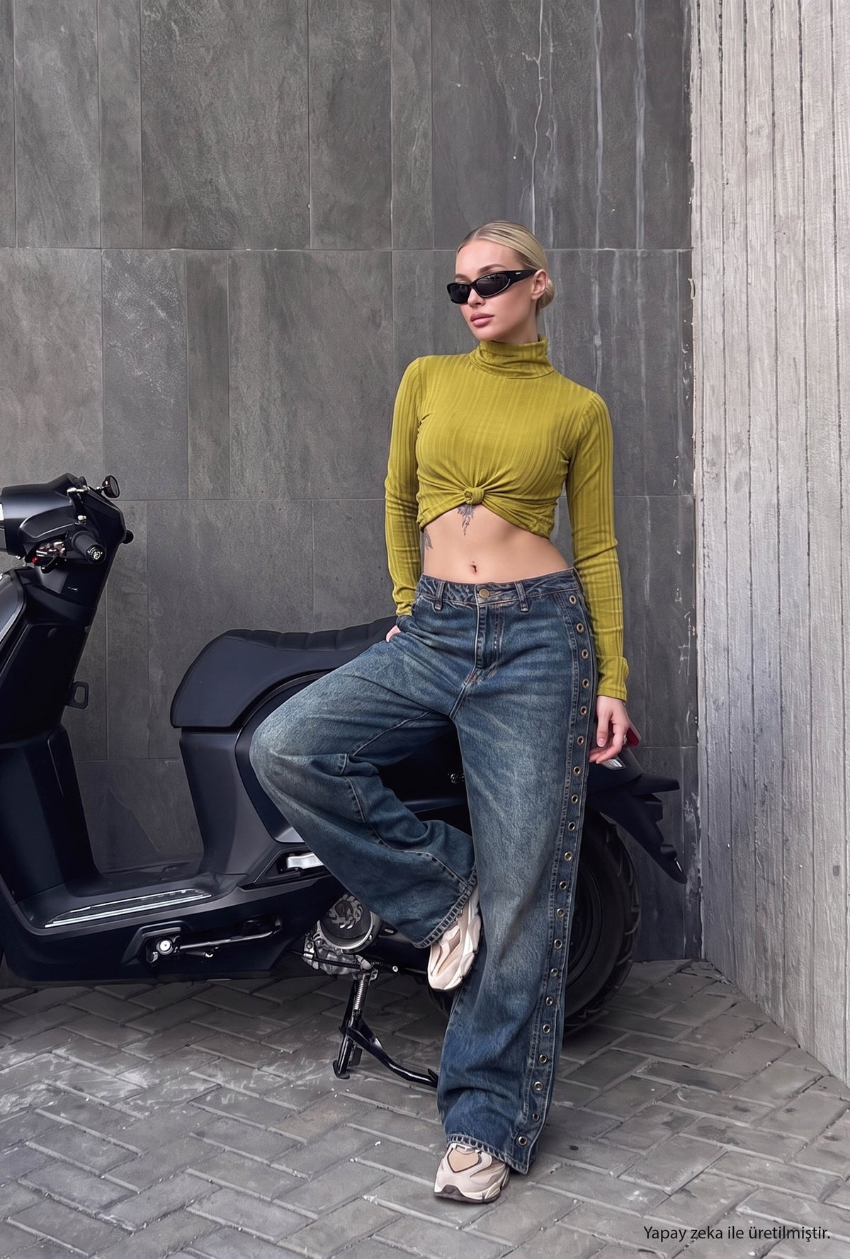 Kadın Koyu Kot 2w6-8 Maga Baggy Özel Tasarım Denim Jean