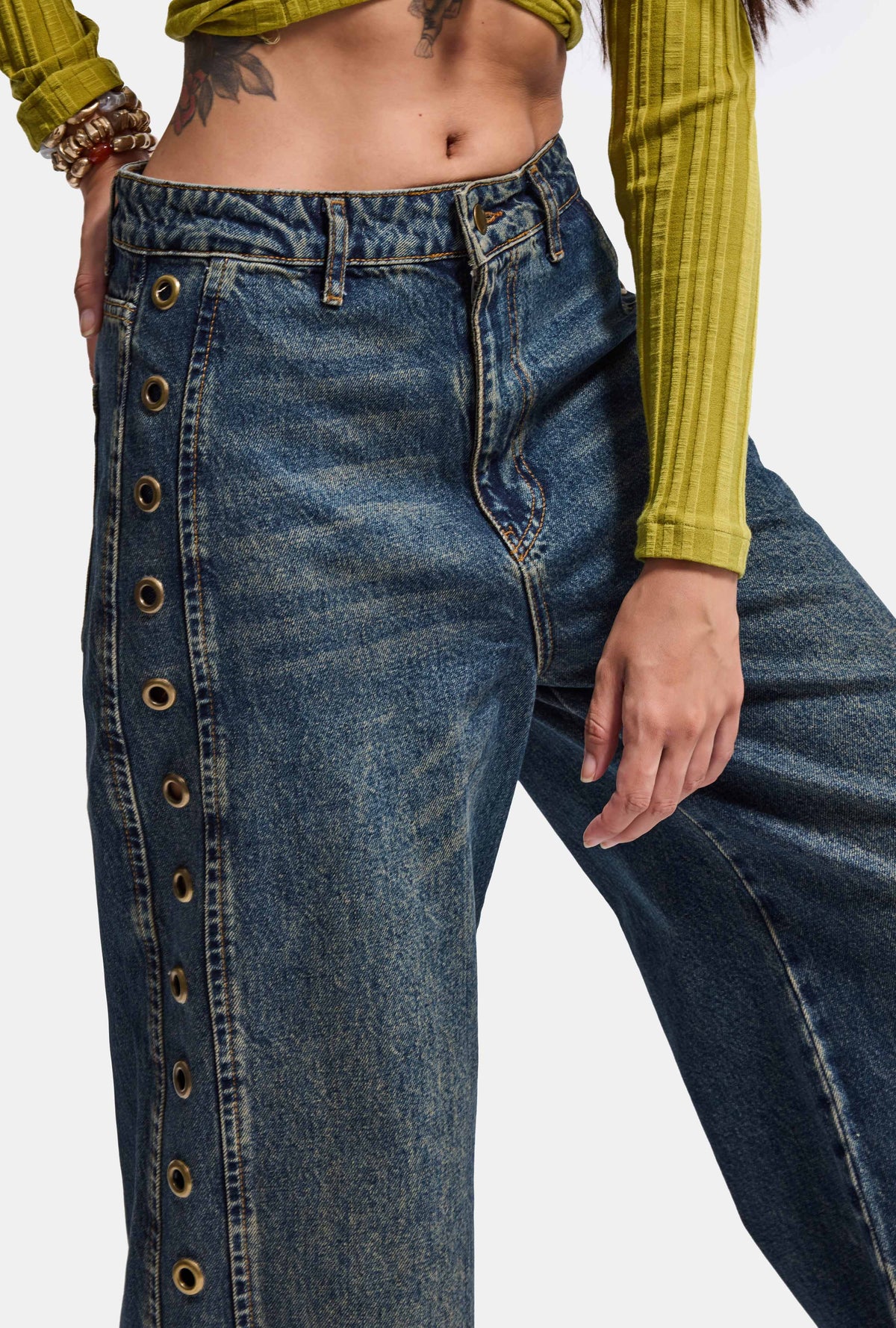 Kadın Koyu Kot 2w6-8 Maga Baggy Özel Tasarım Denim Jean