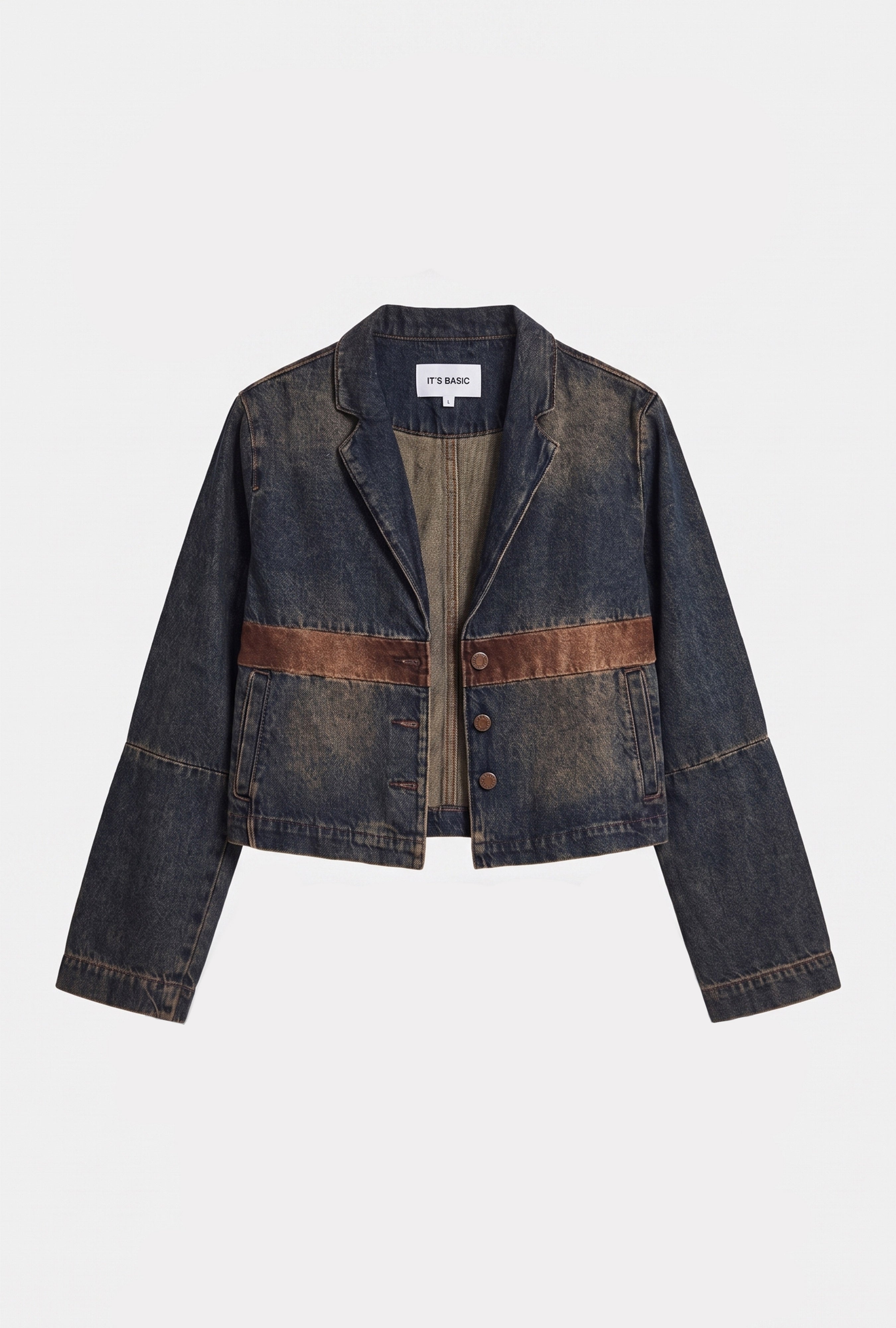 Women's Dark Denim 2w6-8 Oversize Waist Design Denim Jacket