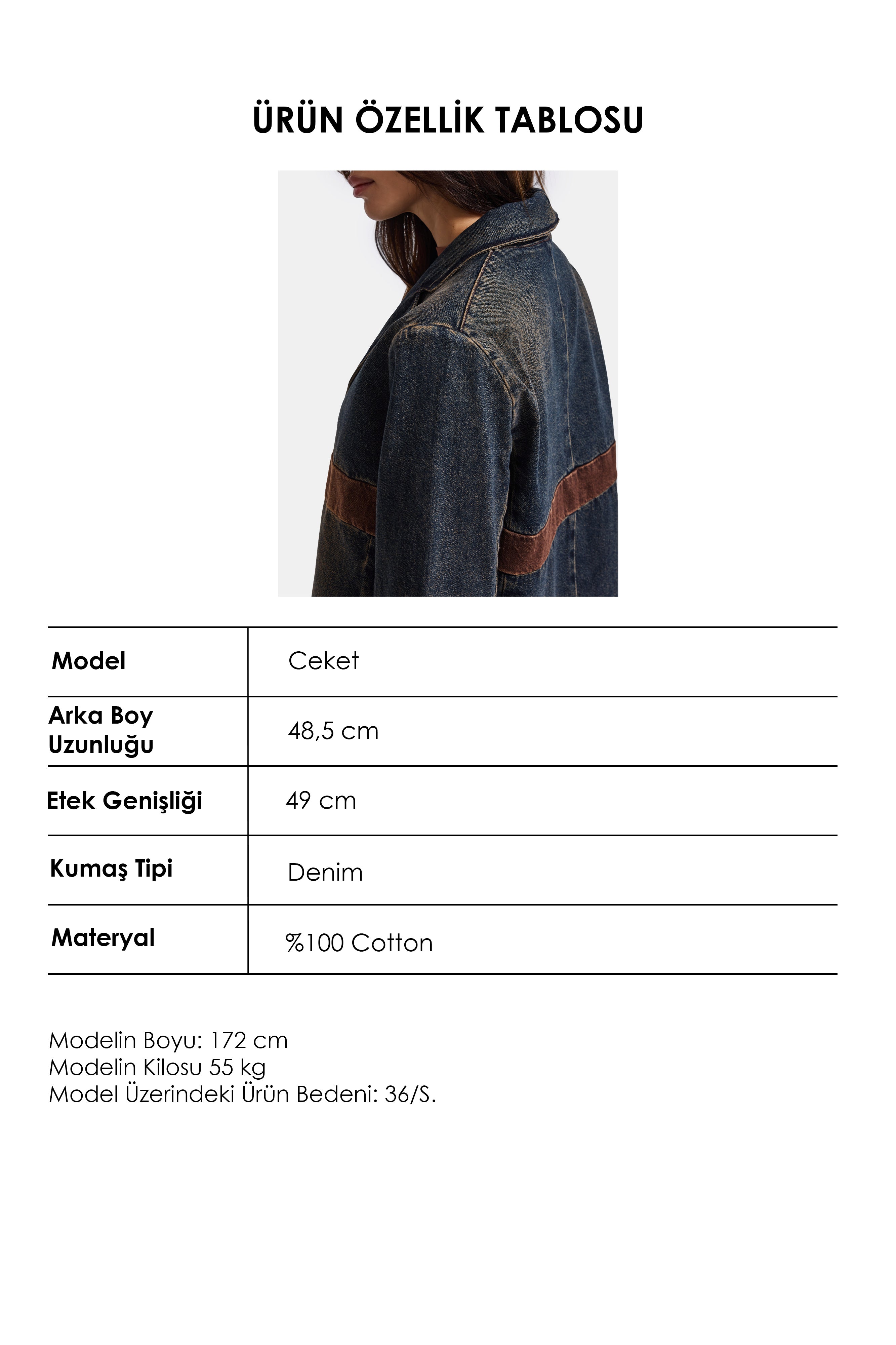Women's Dark Denim 2w6-8 Oversize Waist Design Denim Jacket