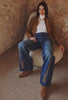 Kadın Koyu Kot 2w6-8 Palazzo Fit Nakış Detaylı Özel Tsarım Denim Jean