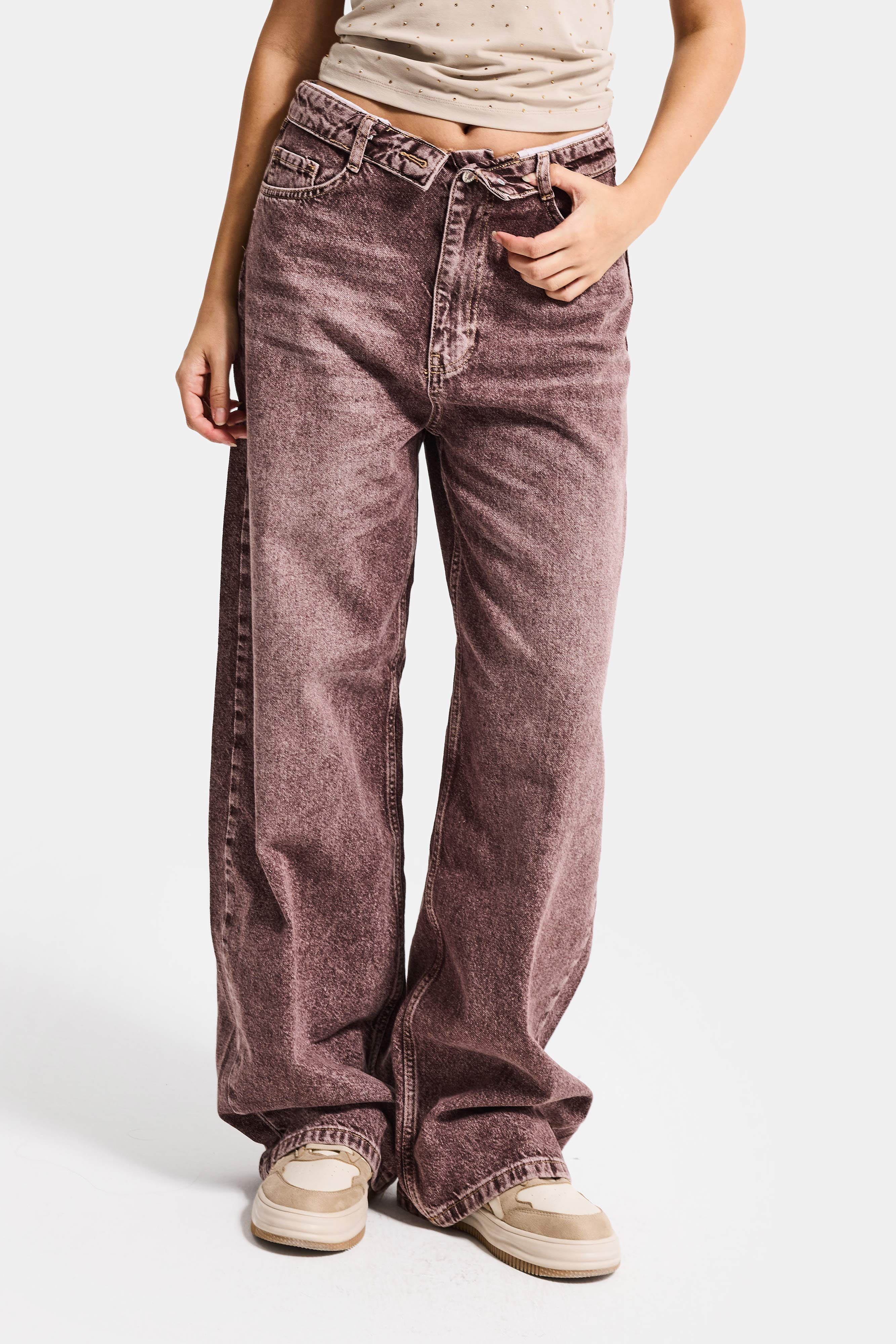 Kadın Koyu Kot 4s6-157 Straight Fit Kemer Detaylı Özel Tasarım Denim Jean