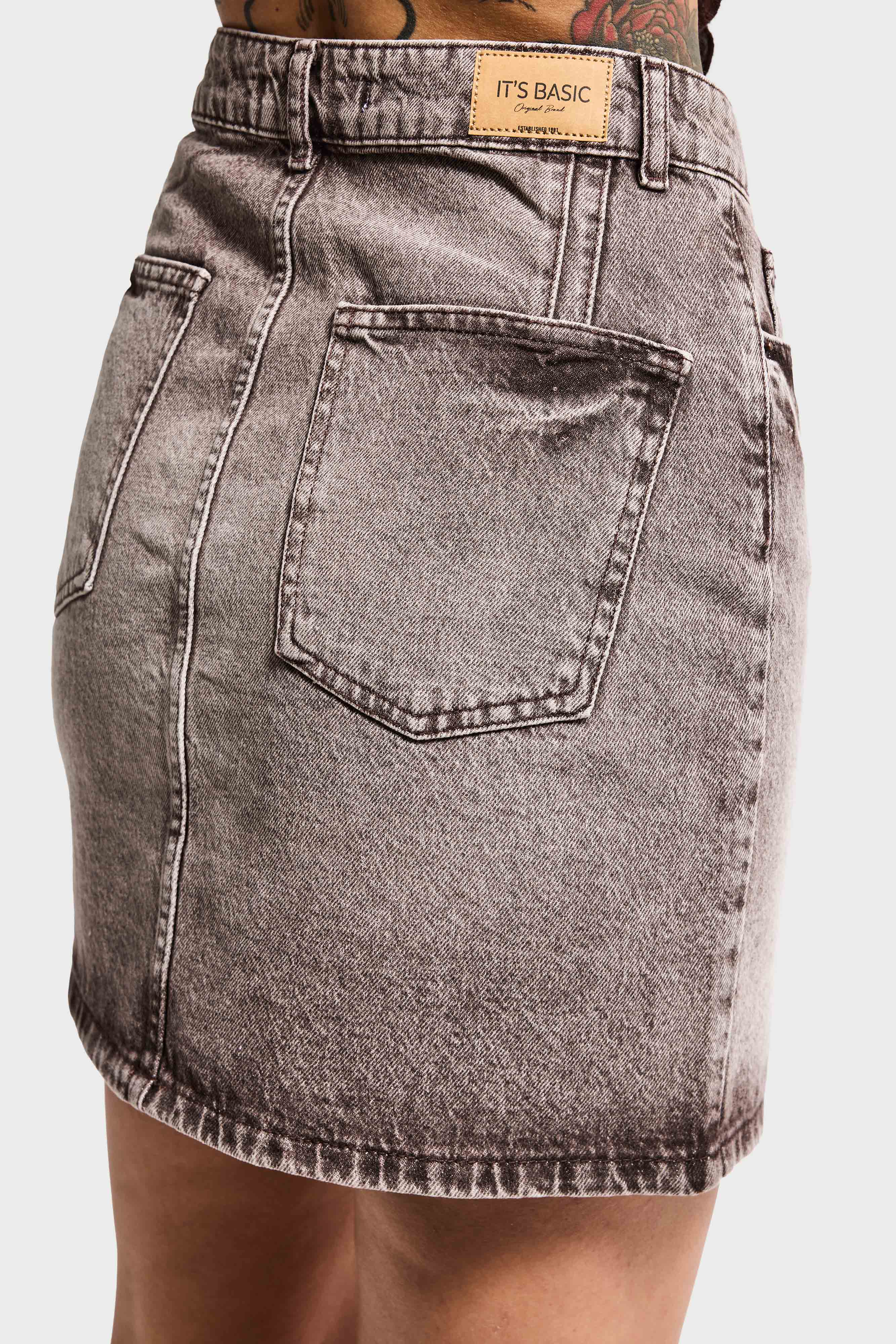 Kadın Koyu Kot 4s6-16 Straight Fit Mini Boy %100 Koton Denim Etek