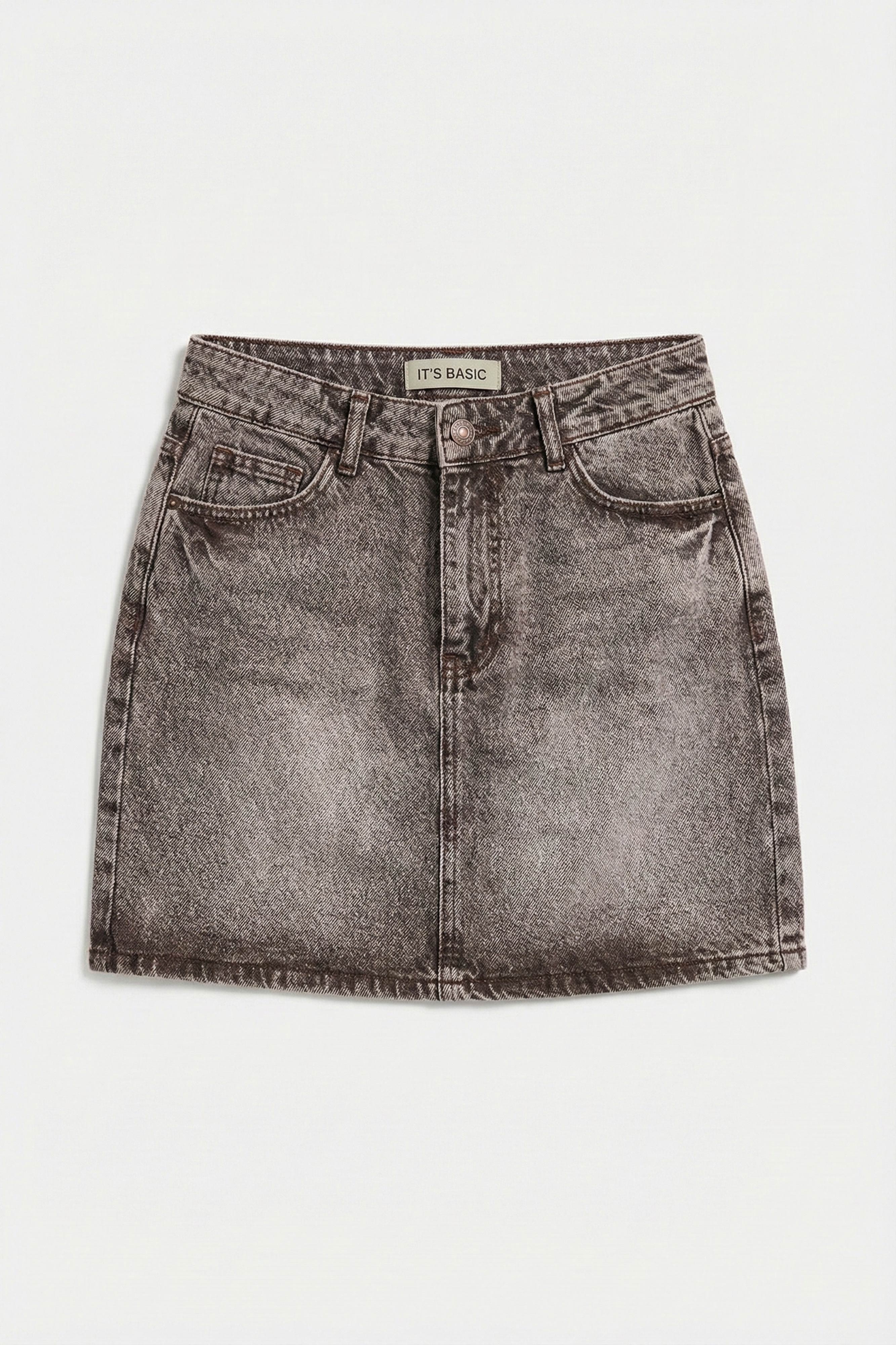 Kadın Koyu Kot 4s6-16 Straight Fit Mini Boy %100 Koton Denim Etek