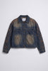 Kadın Koyu Kot 4w6-32 Oversize Nakış Detaylı Tasarım Denim Ceket
