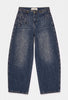 Kadın Koyu Kot 4w6-8 Barrel Fit Bol Kesim Nakış Detaylı Tasarım Denim Jean