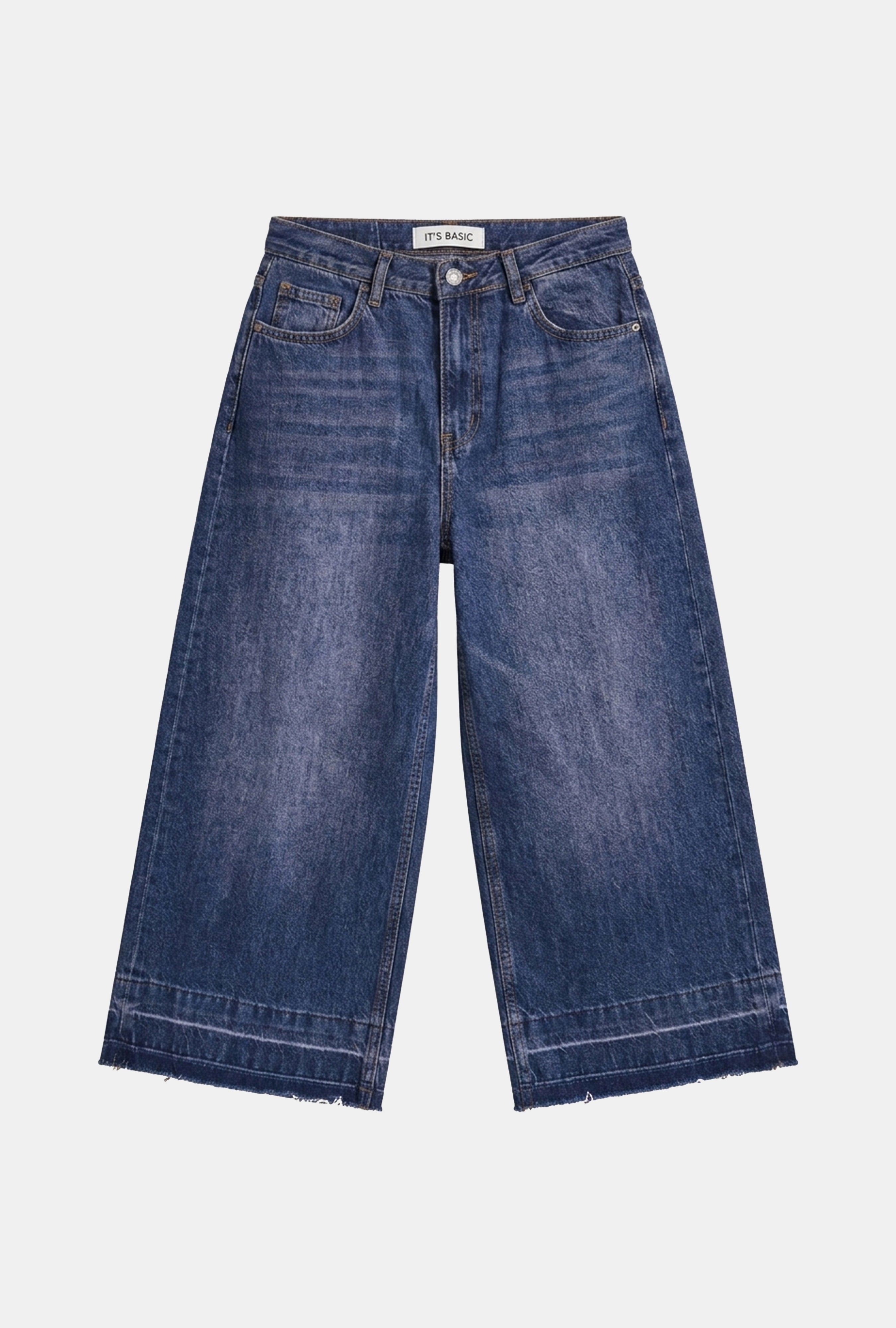 Kadın Koyu Kot 4w6-98 Culotte Fit Kiraz Nakış Detaylı Tasarım Denim Jean