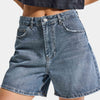 Kadın Koyu Kot Rengi 2s6-125 Mom Fit Midi Boy %100 Koton Denim Şort