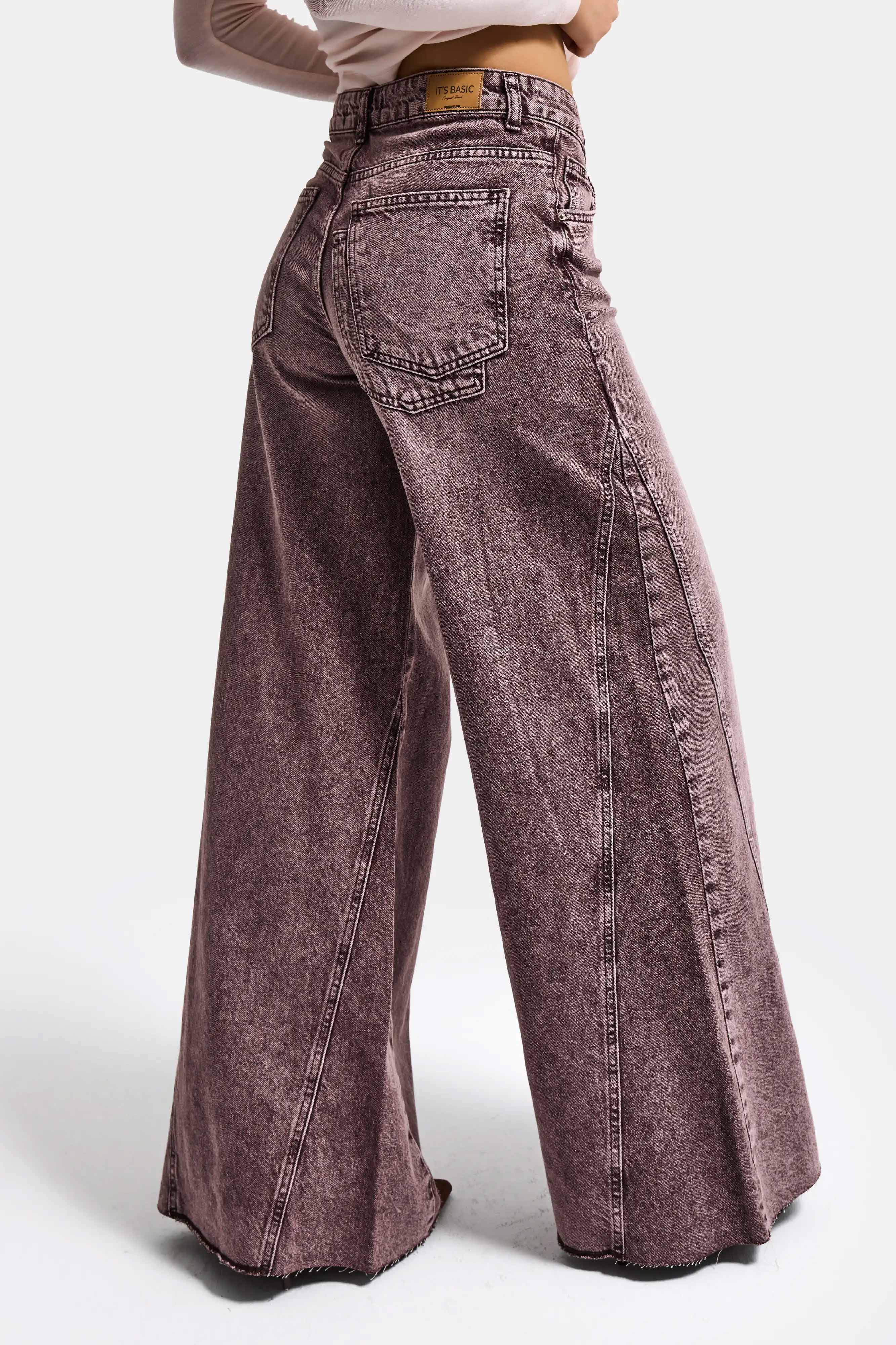 Kadın Koyu Kot Rengi 4s6-157 Süper Palazzo %100 Koton Denim Jean